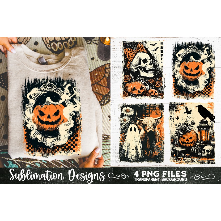 Vintage Halloween Distressed 4 PNG Retro Sublimation (6) 7