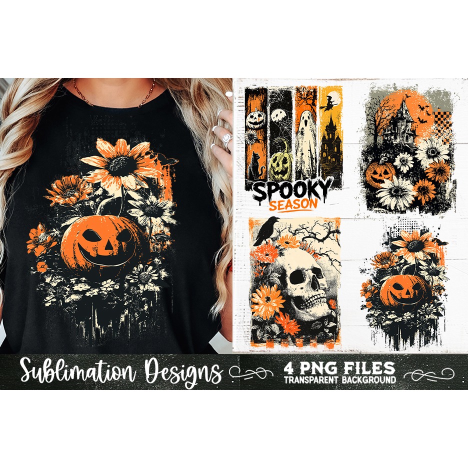 Vintage Halloween Distressed 4 PNG Retro Sublimation (7) 2