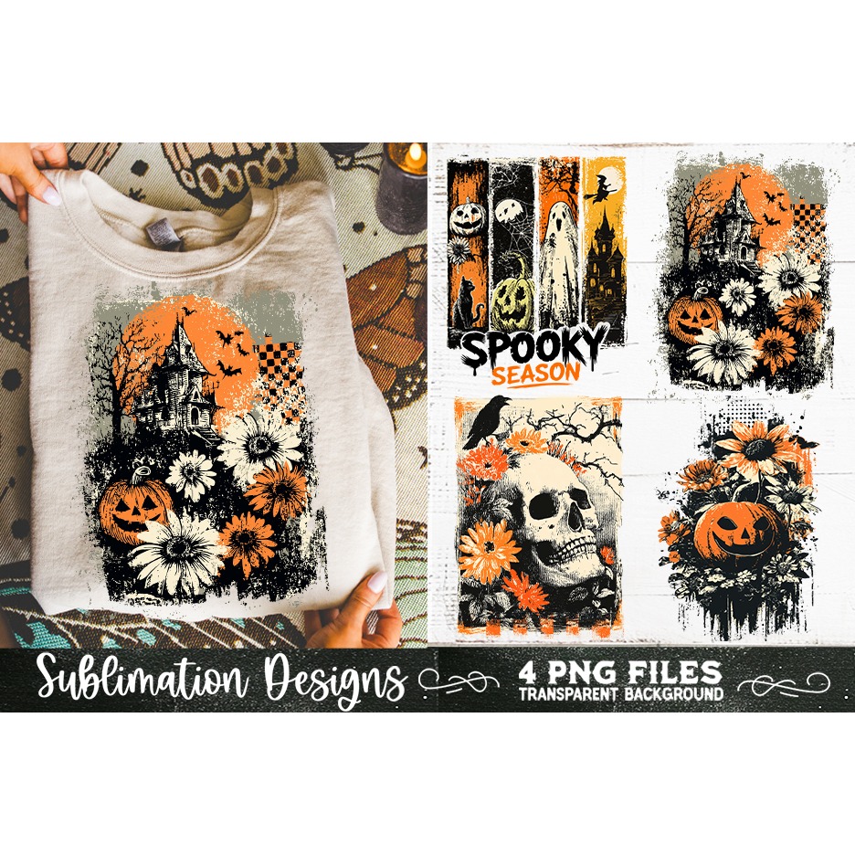 Vintage Halloween Distressed 4 PNG Retro Sublimation (7) 3