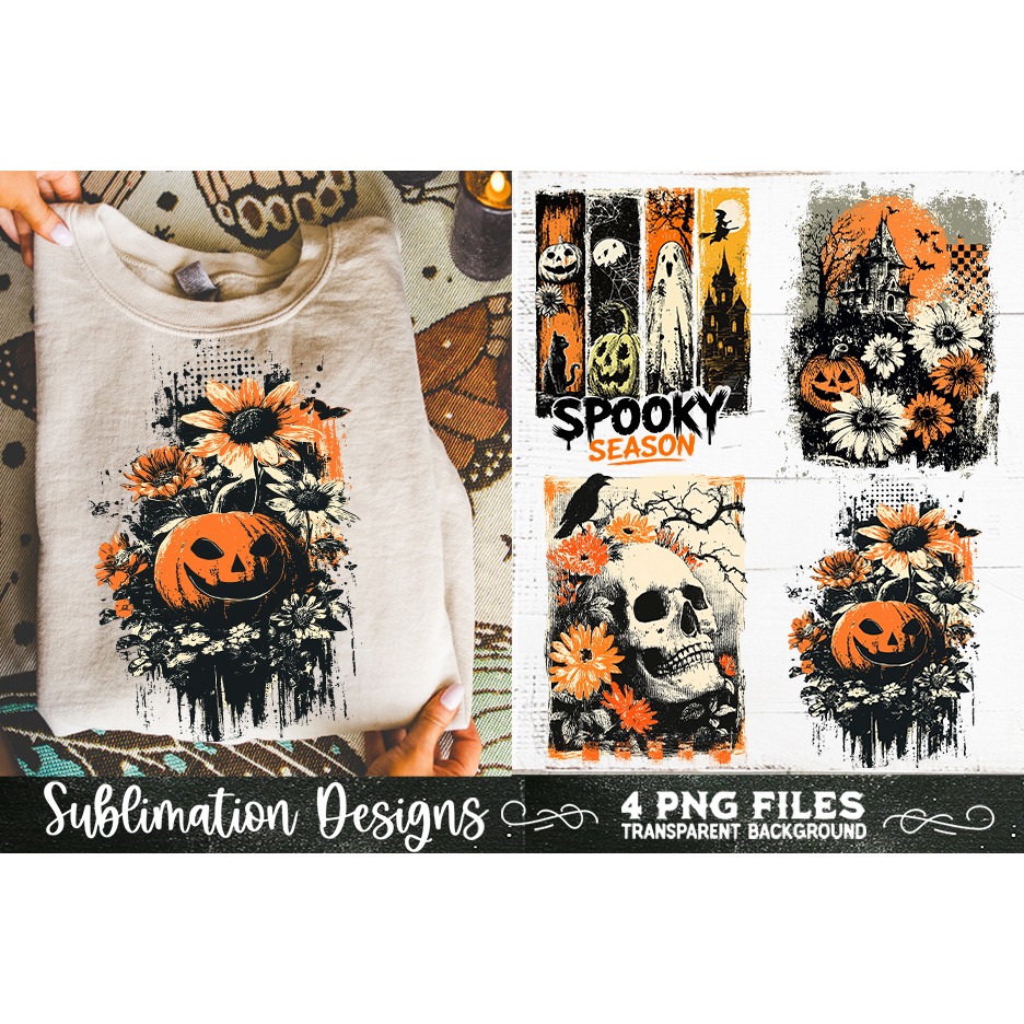 Vintage Halloween Distressed 4 PNG Retro Sublimation (7) 4