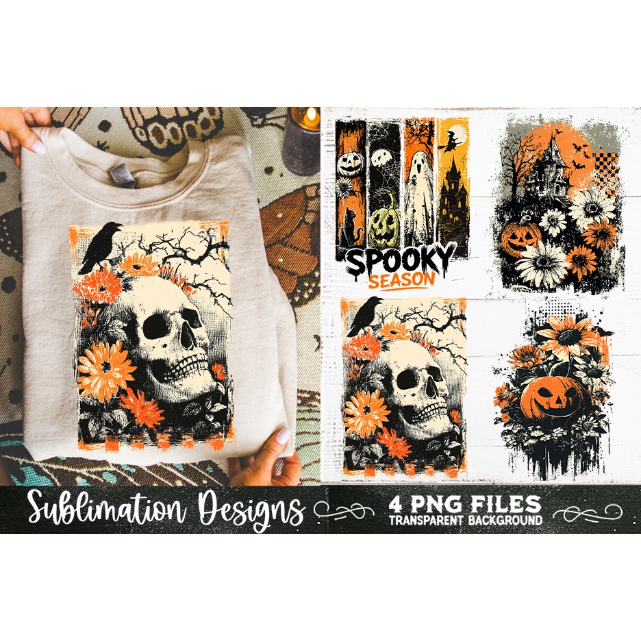 Vintage Halloween Distressed 4 PNG Retro Sublimation (7) 5