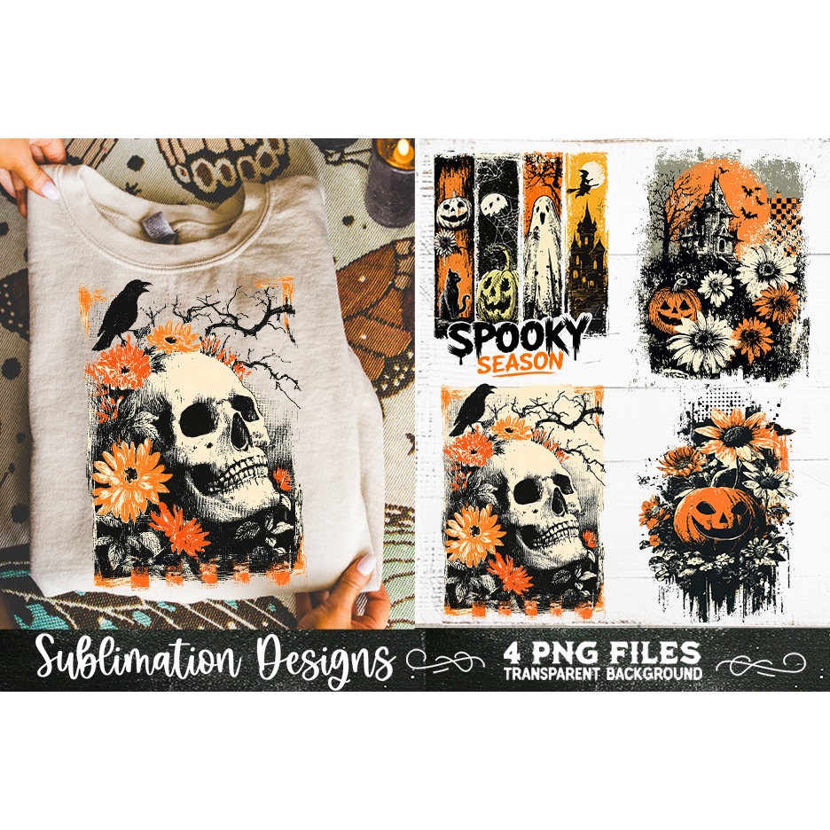 Vintage Halloween Distressed 4 PNG Retro Sublimation (7) 6