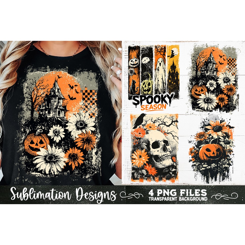 Vintage Halloween Distressed 4 PNG Retro Sublimation (7) 7