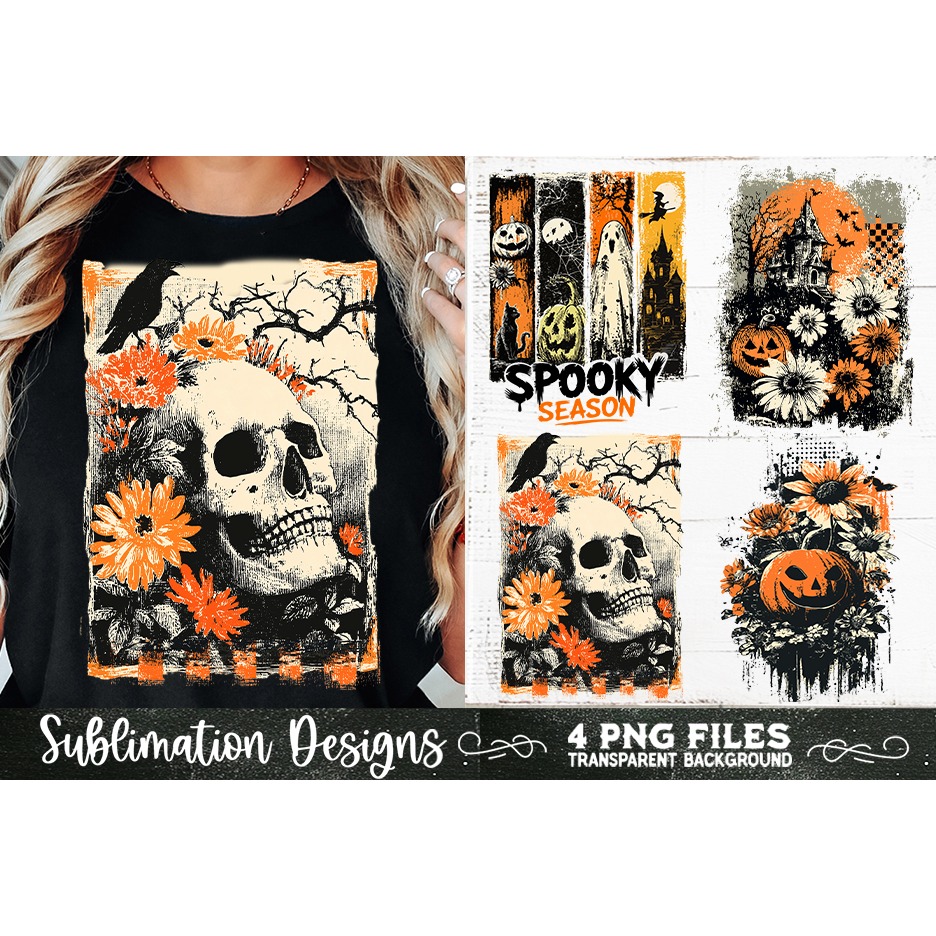 Vintage Halloween Distressed 4 PNG Retro Sublimation (7) 9