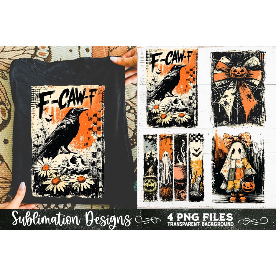 Vintage Halloween Distressed 4 PNG Retro Sublimation (8)