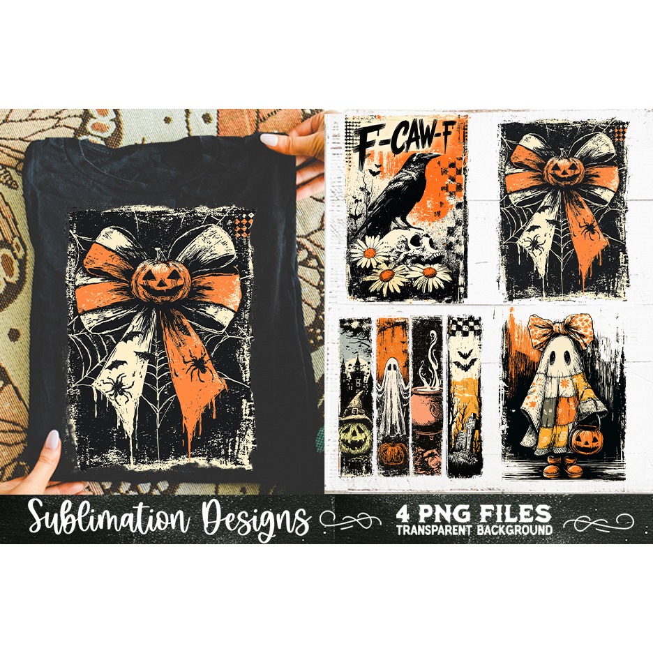 Vintage Halloween Distressed 4 PNG Retro Sublimation (8) 2