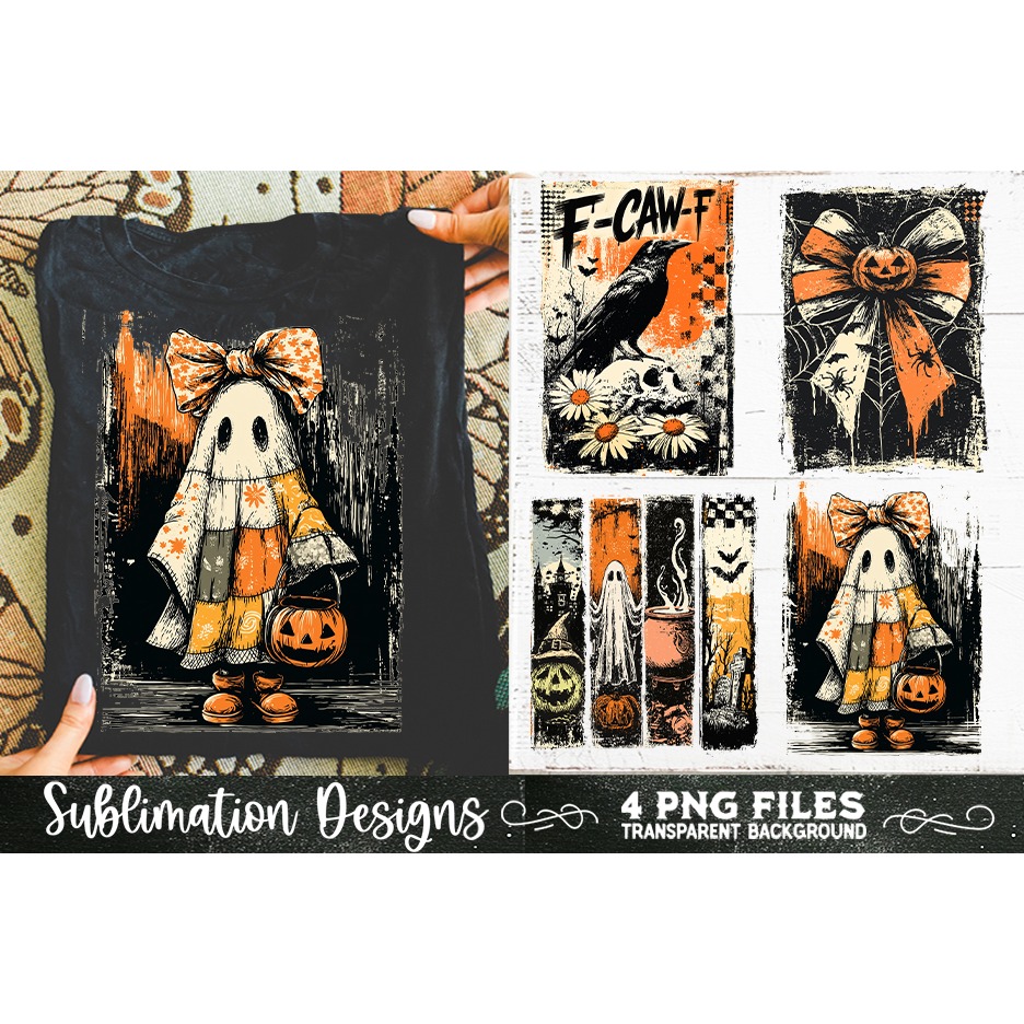 Vintage Halloween Distressed 4 PNG Retro Sublimation (8) 4
