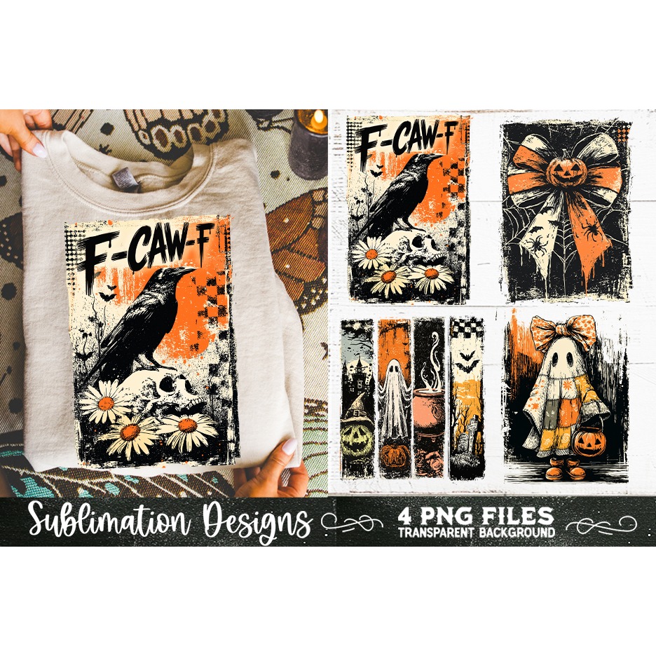 Vintage Halloween Distressed 4 PNG Retro Sublimation (8) 5