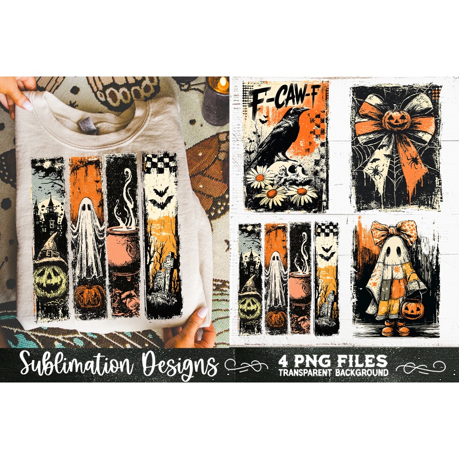 Vintage Halloween Distressed 4 PNG Retro Sublimation (8) 6