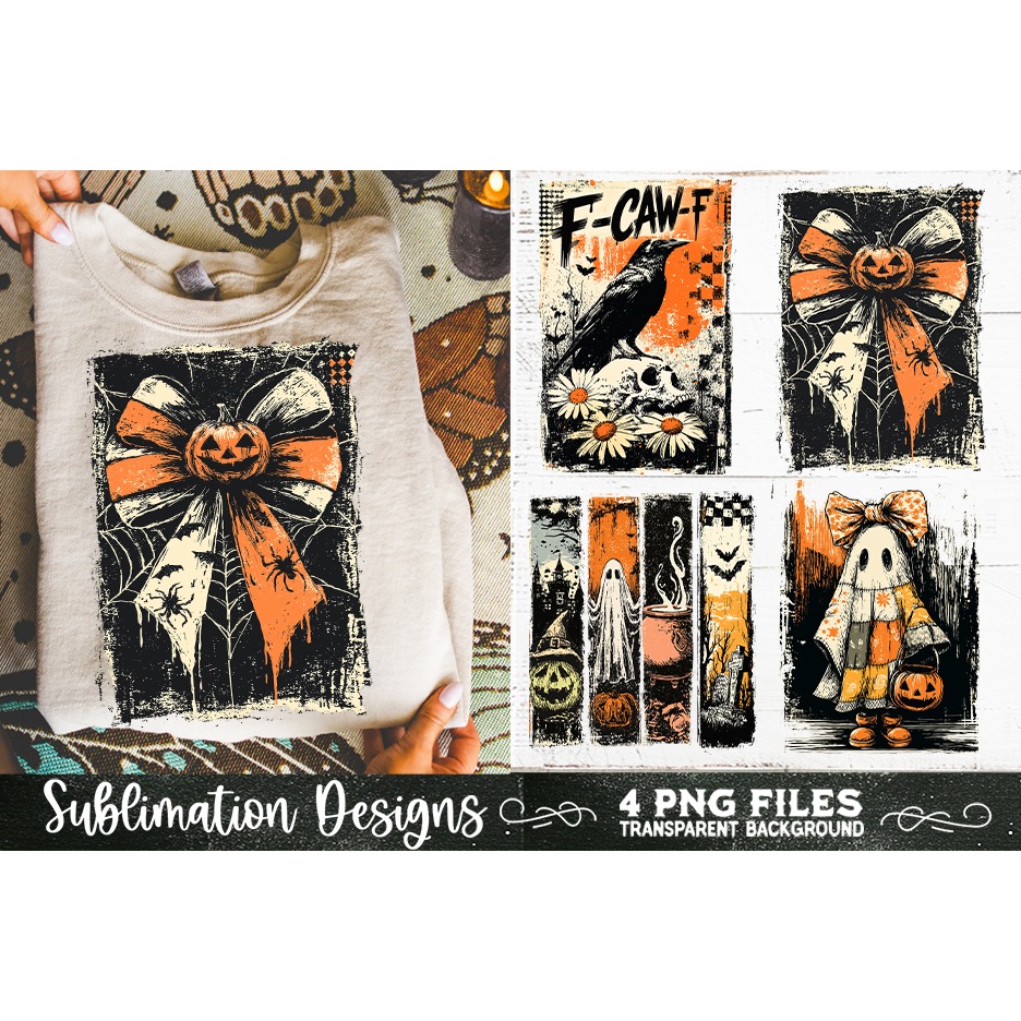 Vintage Halloween Distressed 4 PNG Retro Sublimation (8) 7