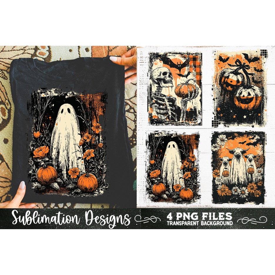 Vintage Halloween Distressed 4 PNG Retro Sublimation (9) 3