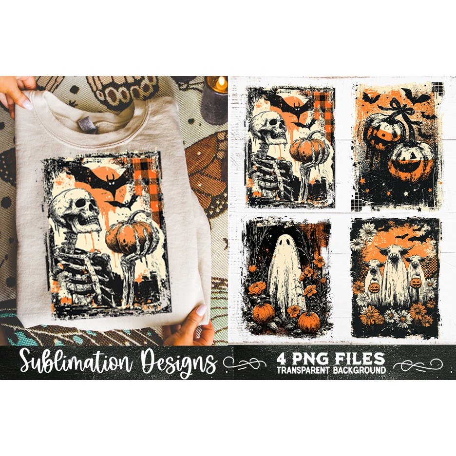 Vintage Halloween Distressed 4 PNG Retro Sublimation (9) 6