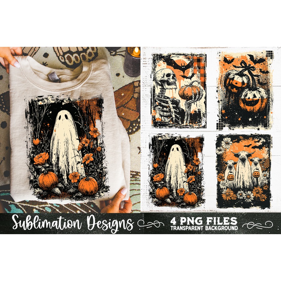 Vintage Halloween Distressed 4 PNG Retro Sublimation (9) 7