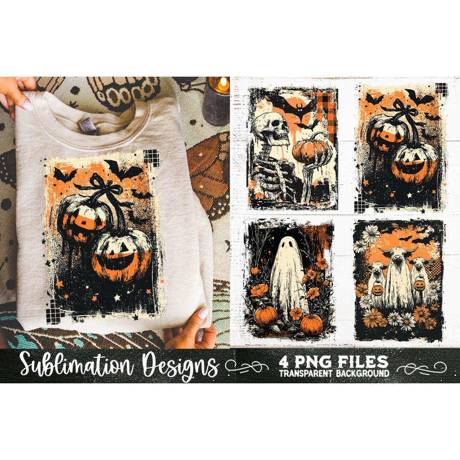 Vintage Halloween Distressed 4 PNG Retro Sublimation (9) 8