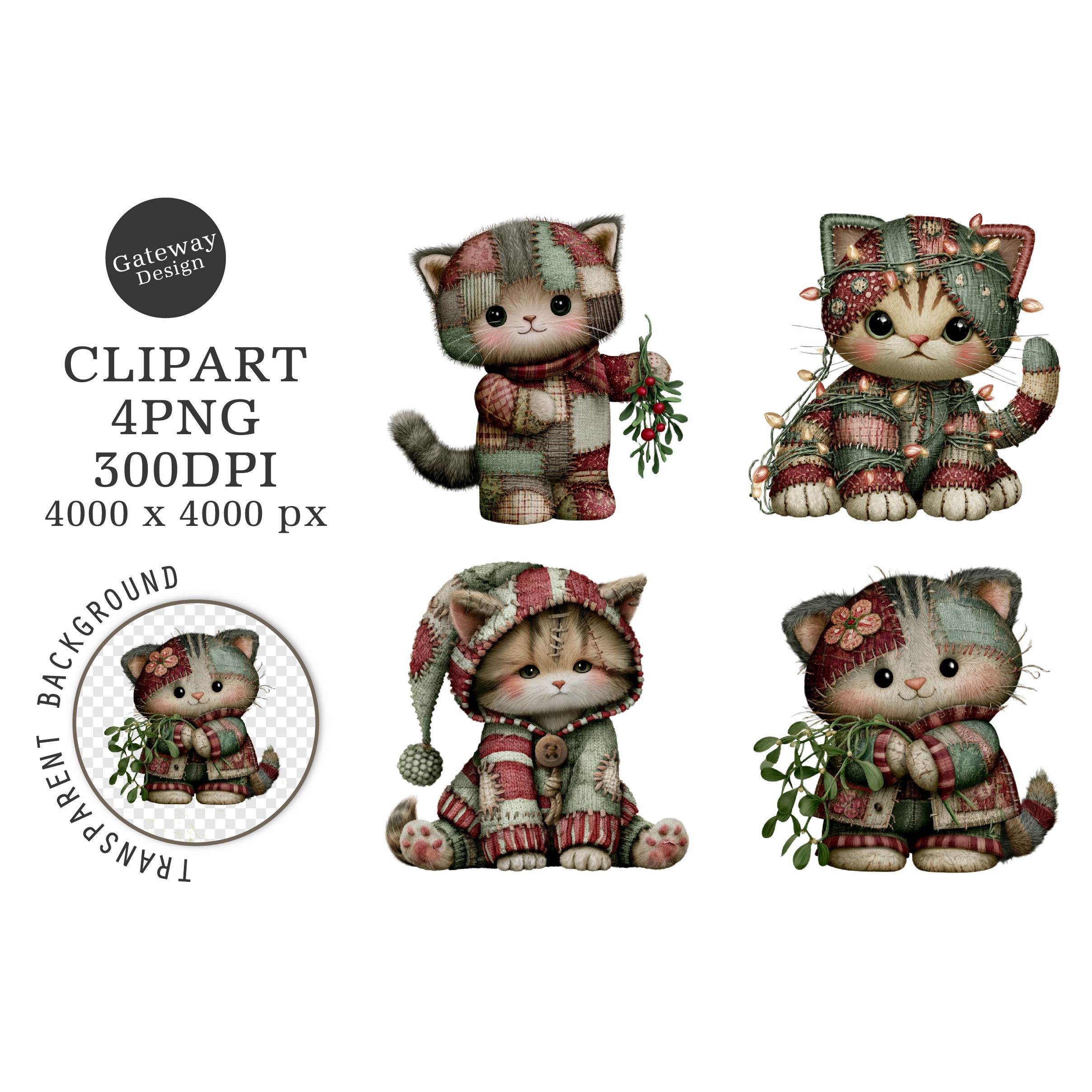 Vintage Patchwork Christmas Clipart (2)