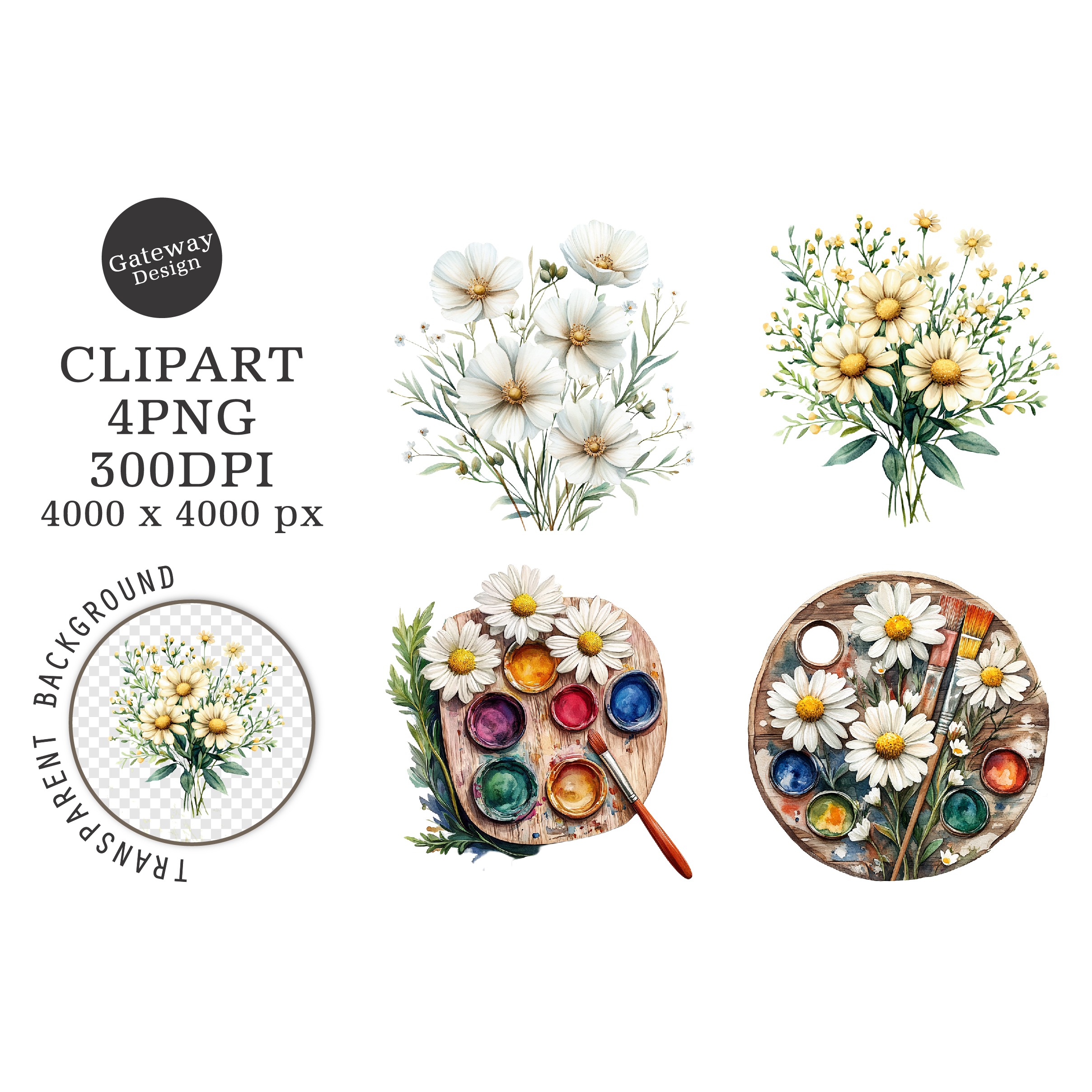 Watercolor Back To School Floral Arrangements Clipart (6)