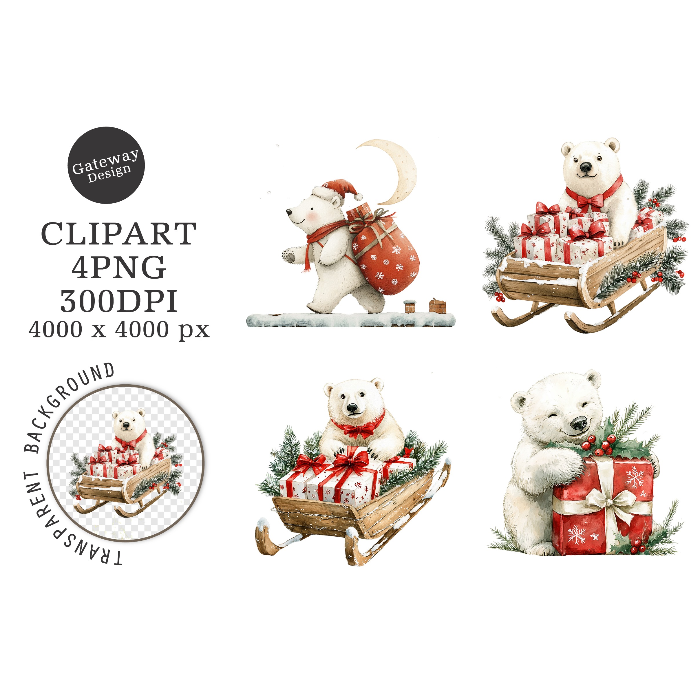 Watercolor Christmas Clipart