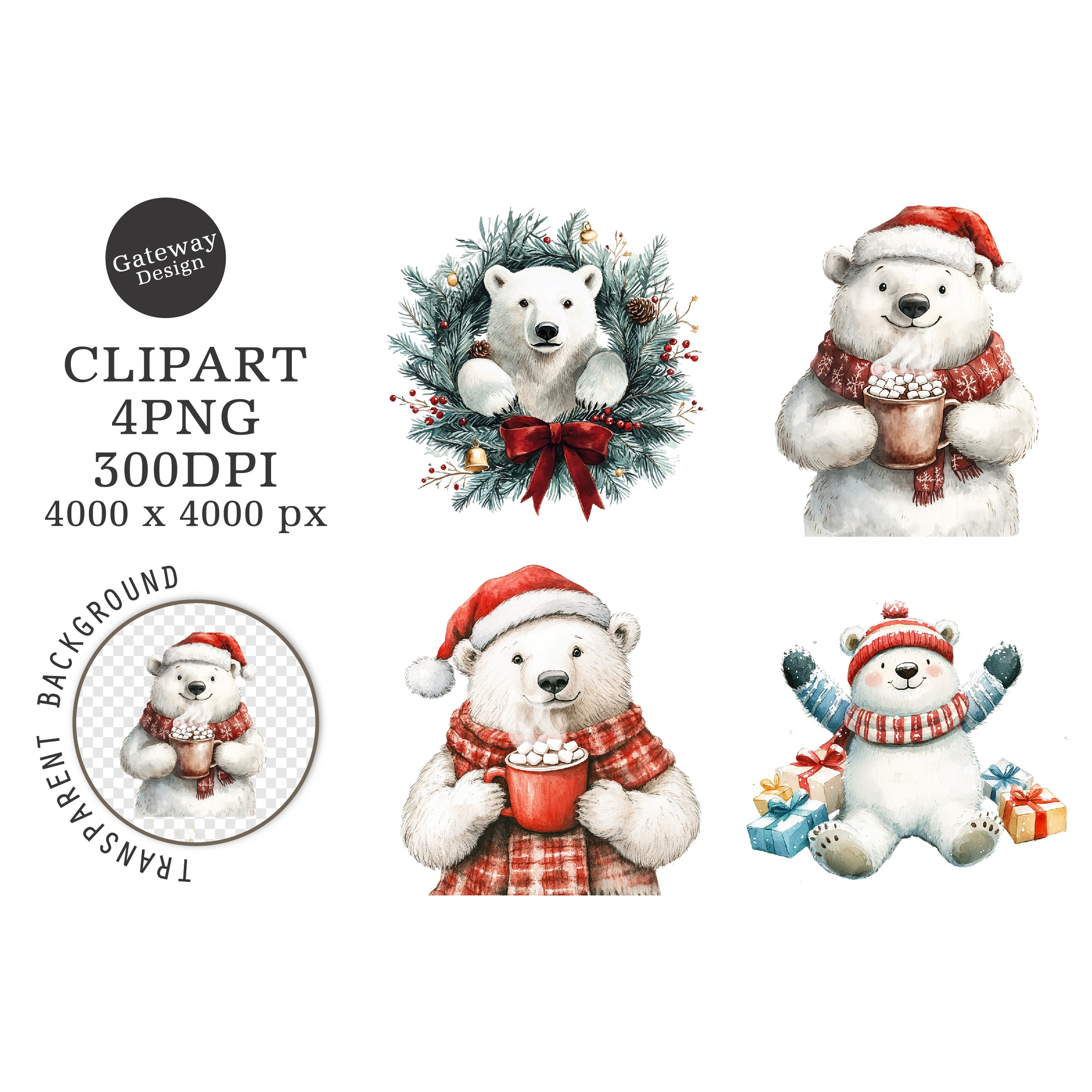 Watercolor Christmas Clipart (2)
