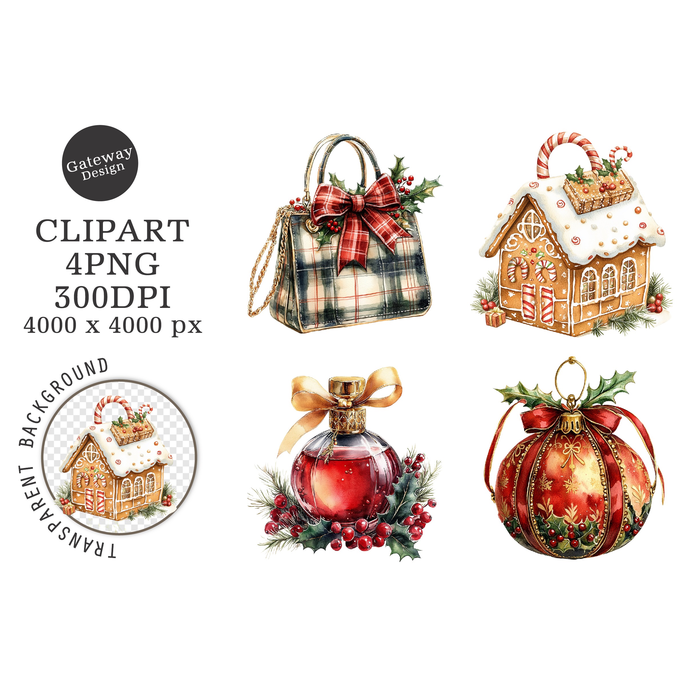 Watercolor Christmas Clipart (2)