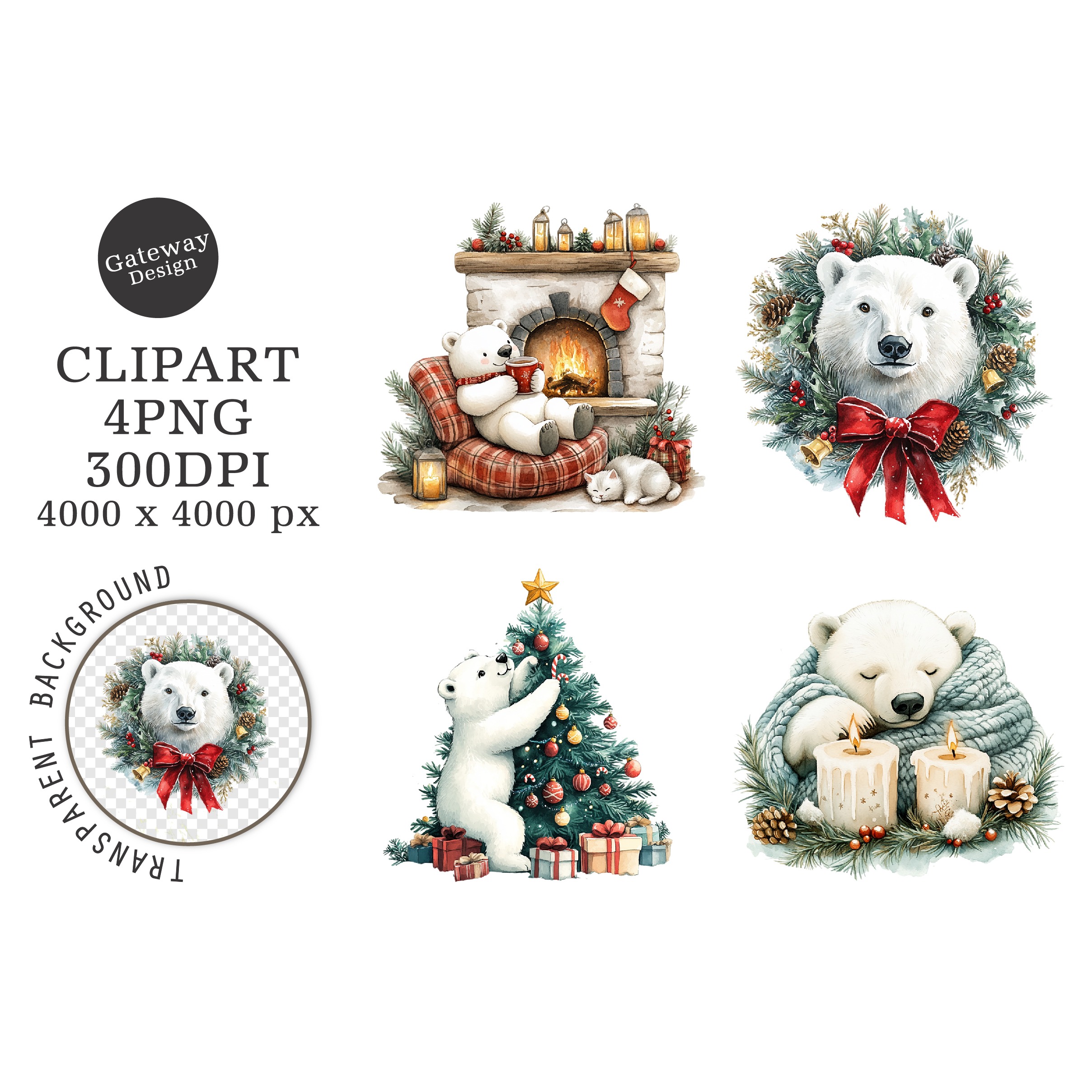 Watercolor Christmas Clipart (3)