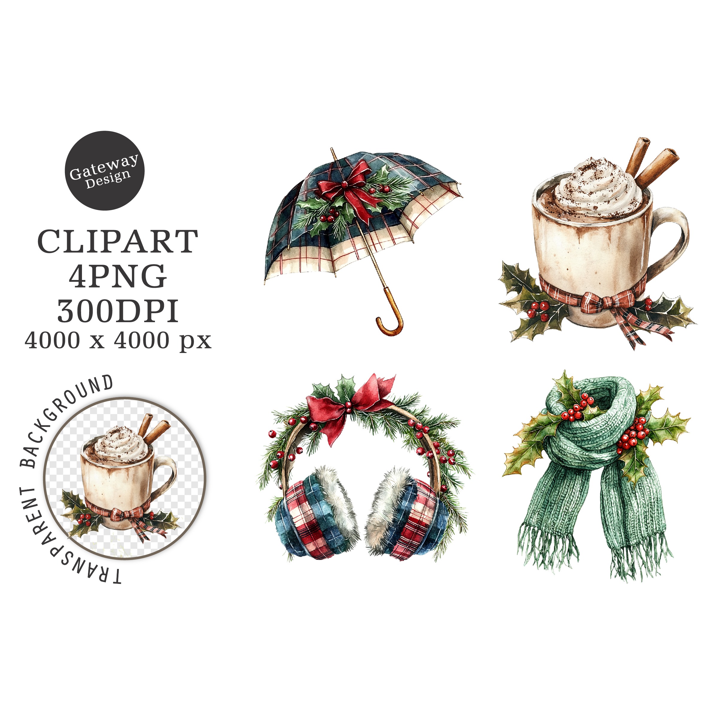 Watercolor Christmas Clipart (6)