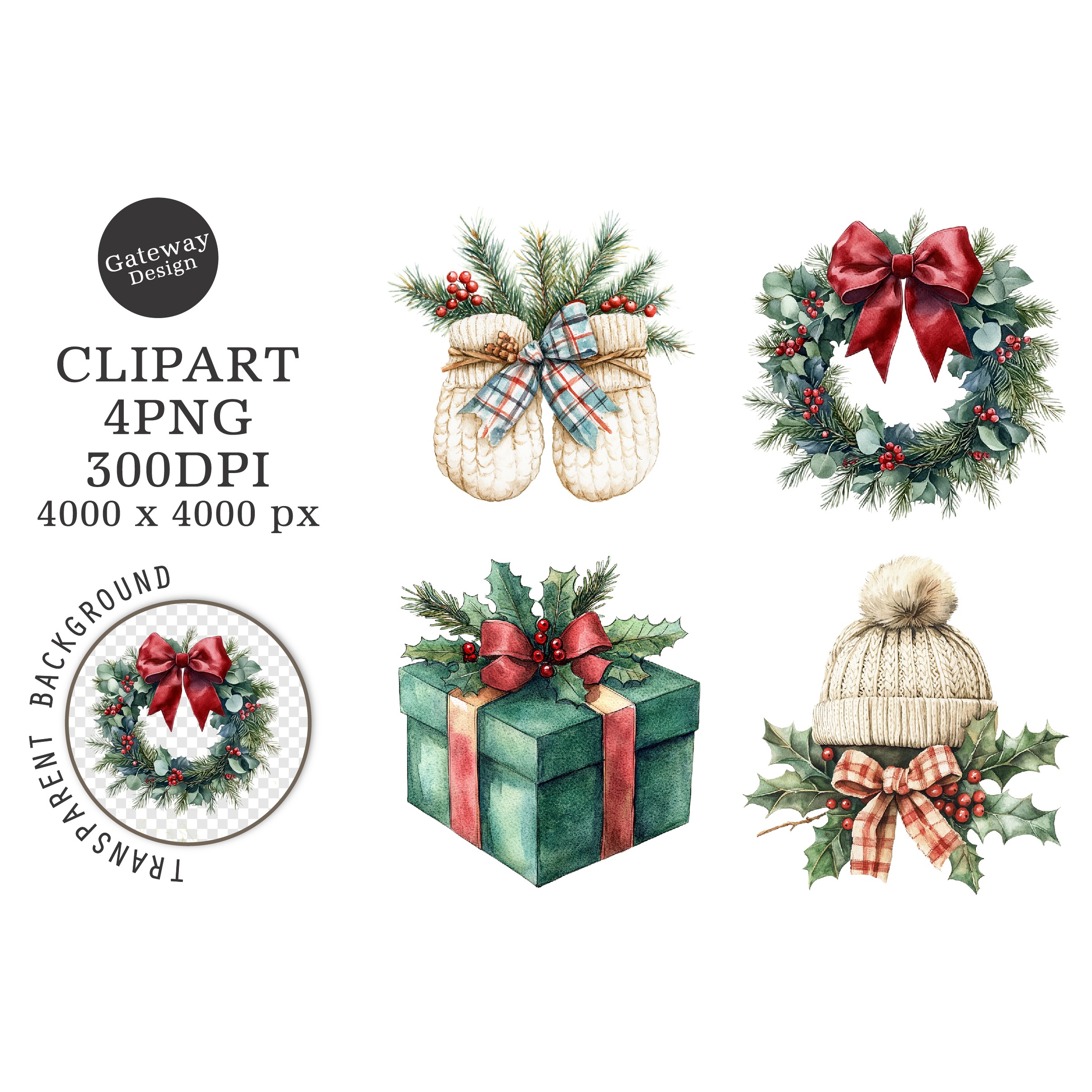 Watercolor Christmas Clipart (7)