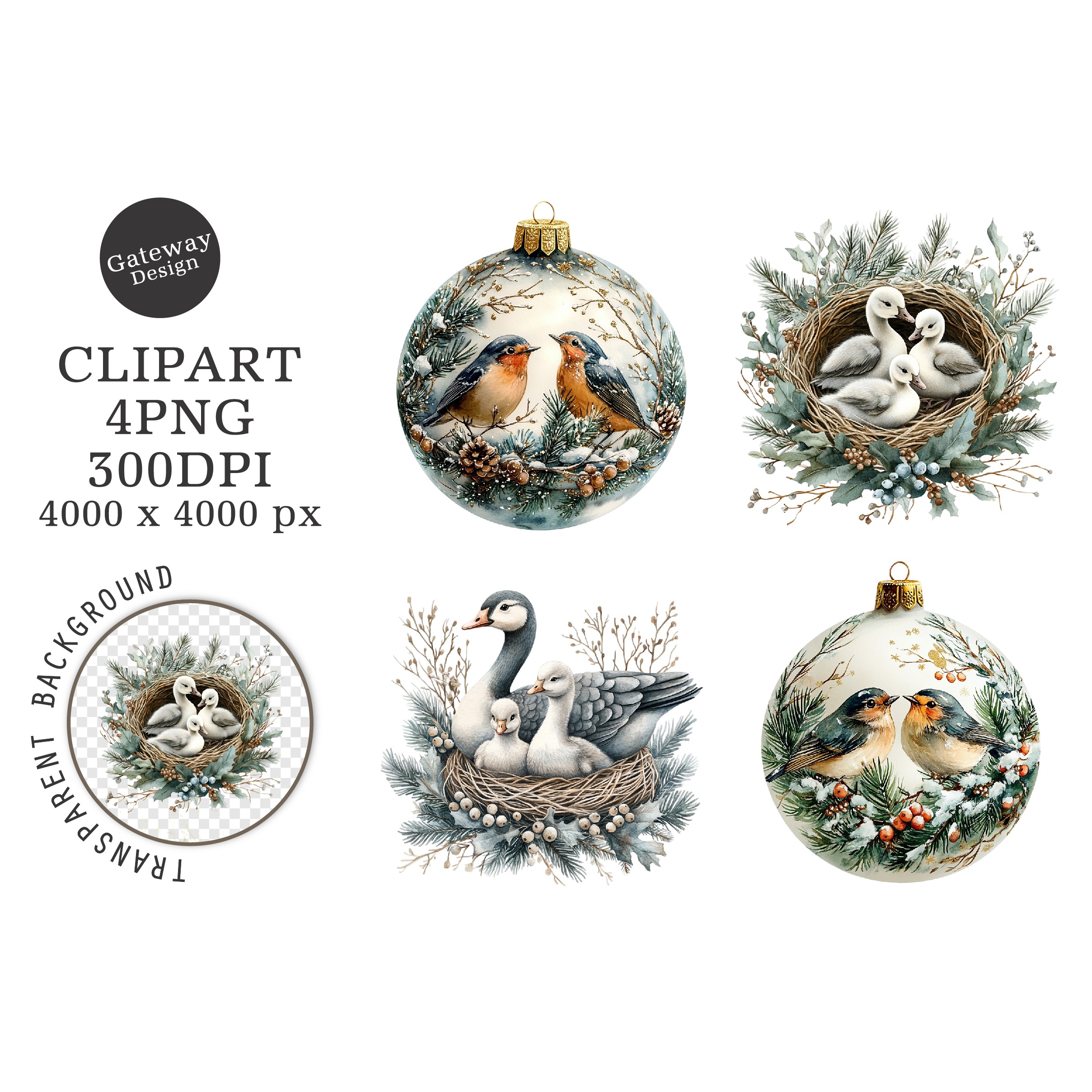 Watercolor Colorful Holiday Clipart