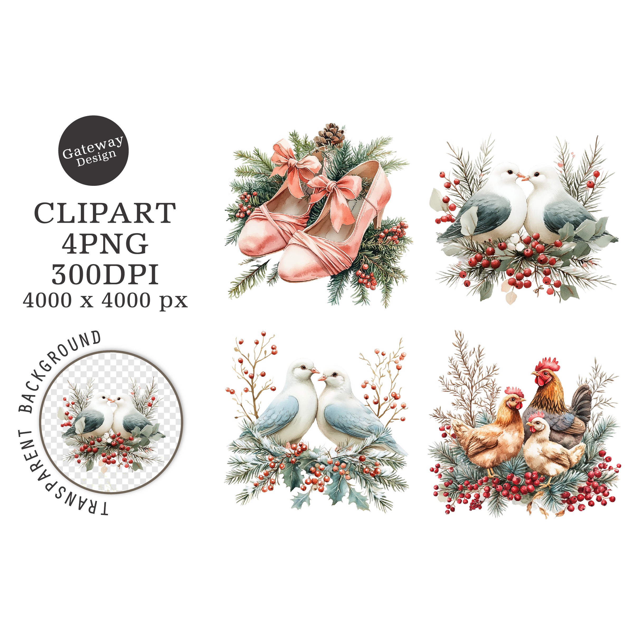 Watercolor Colorful Holiday Clipart (2)