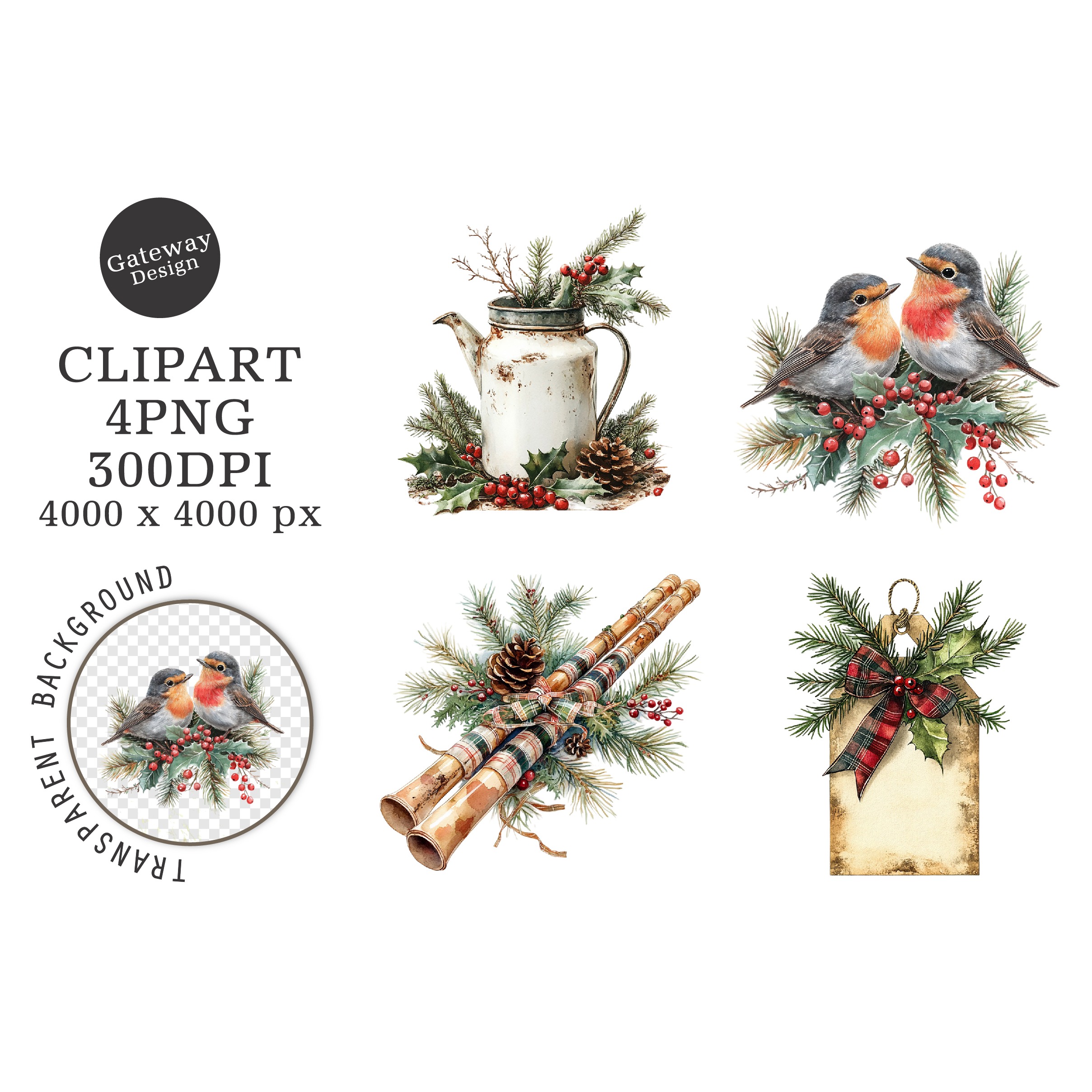 Watercolor Colorful Holiday Clipart (4)