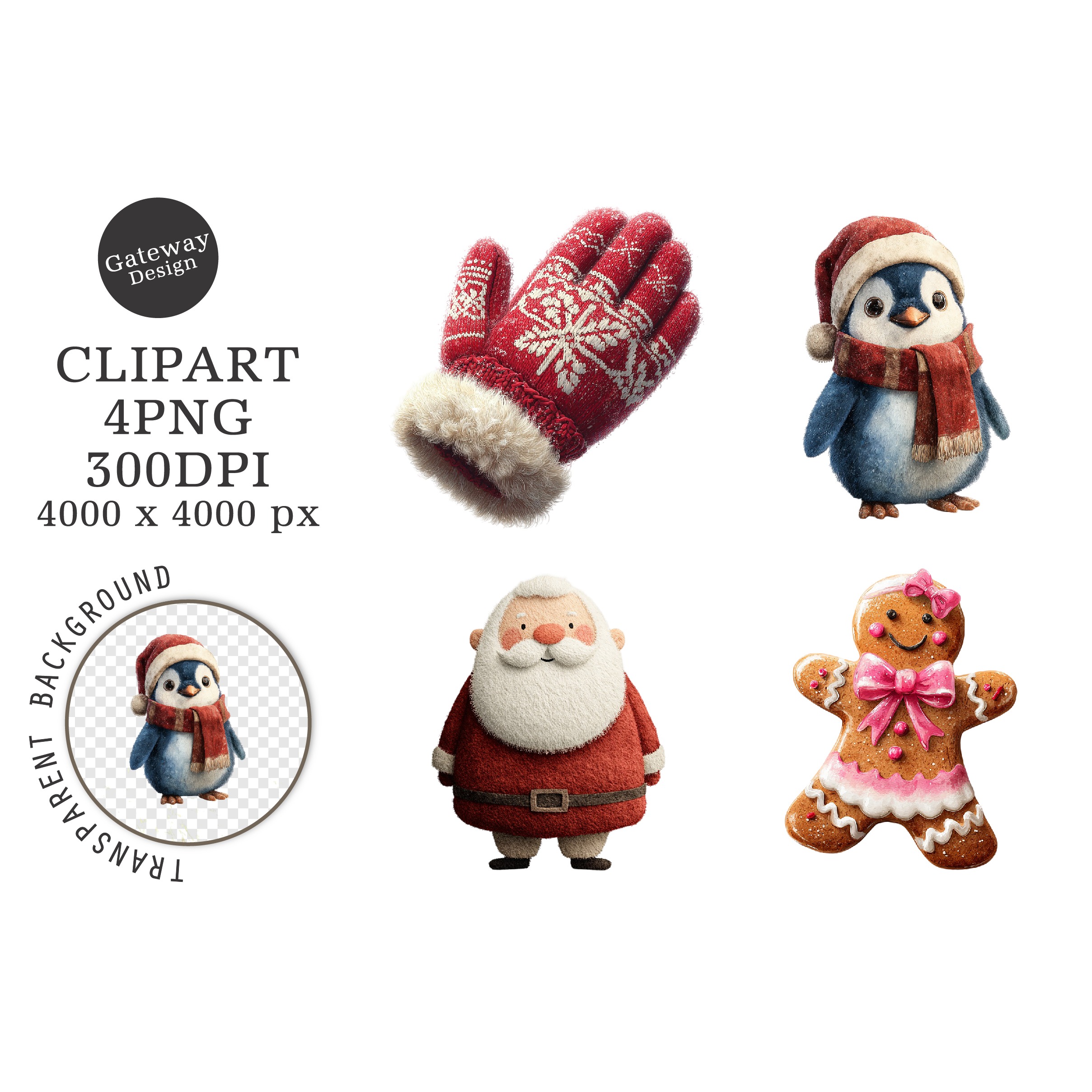 Watercolor Cute Christmas Clipart (5)