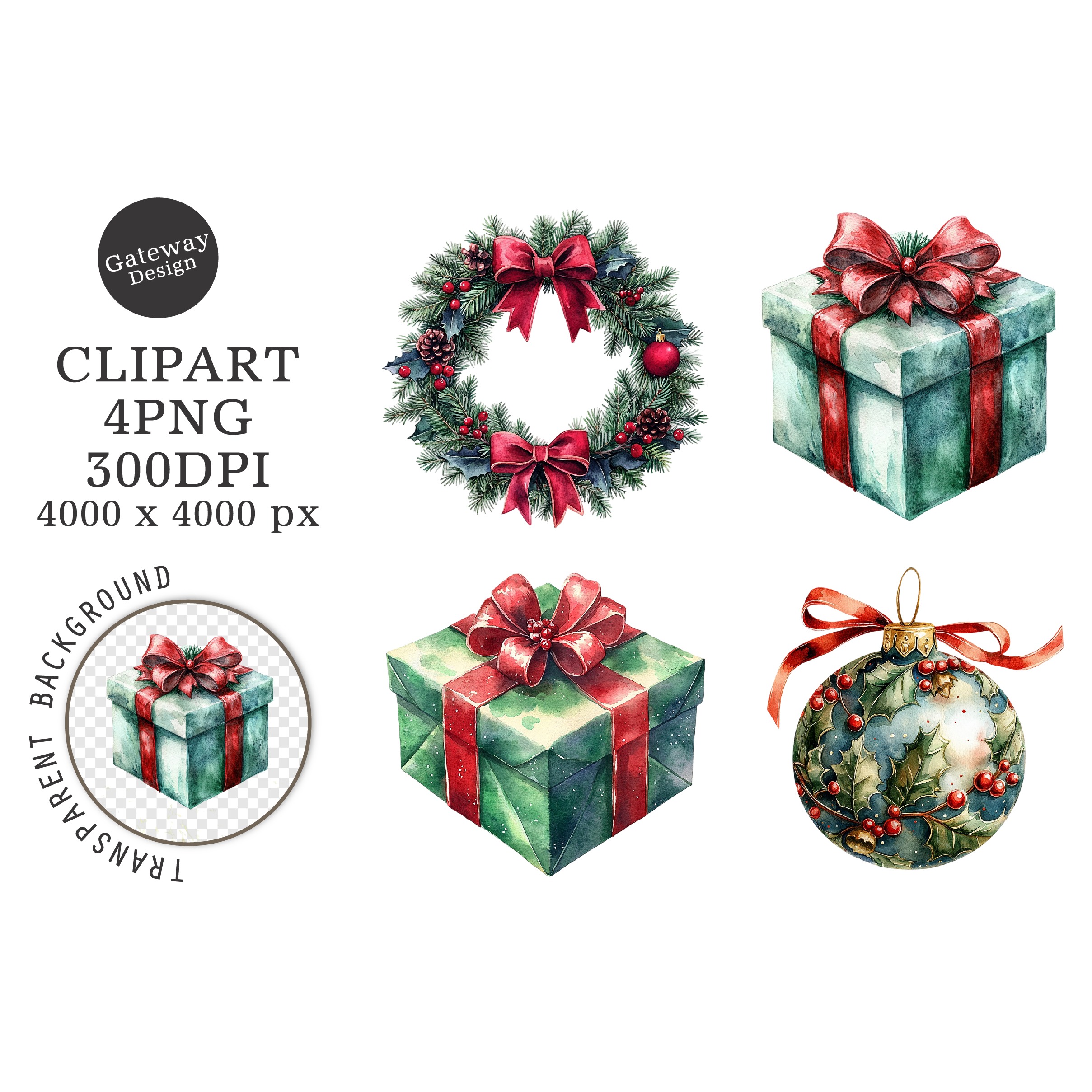 Watercolor Cute Christmas Family Clipart (2)