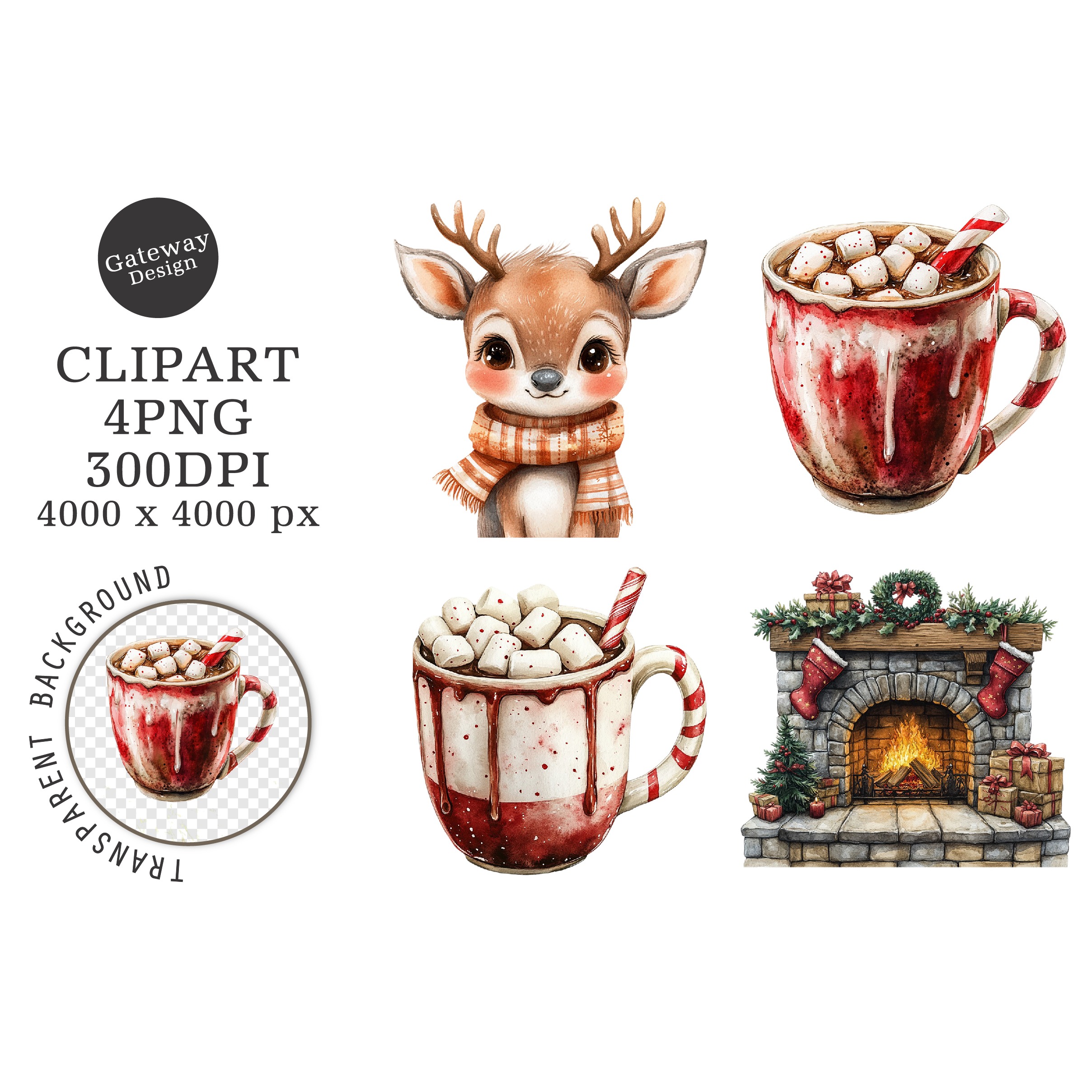Watercolor Cute Christmas Family Clipart (4)