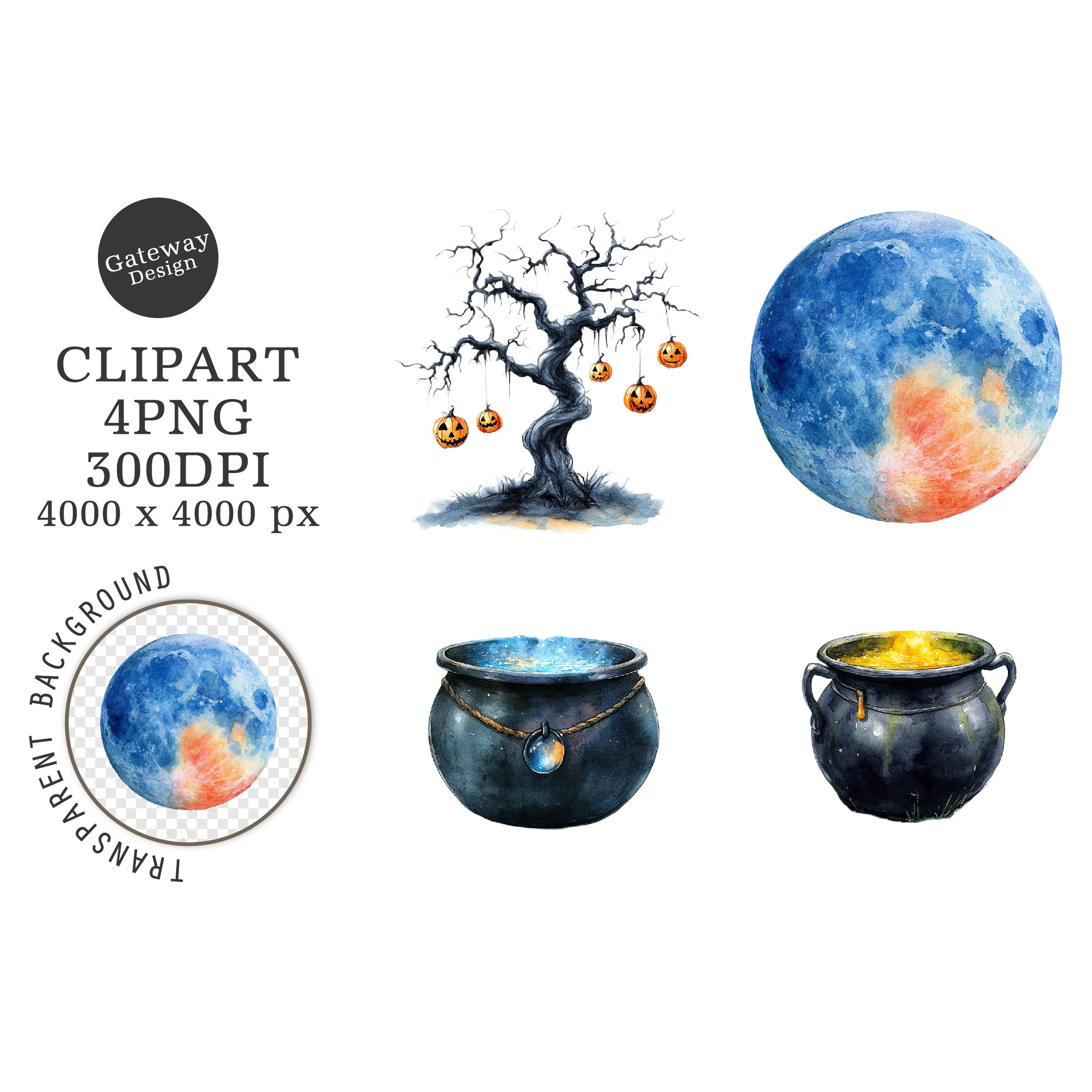watercolor halloween clipart (2)