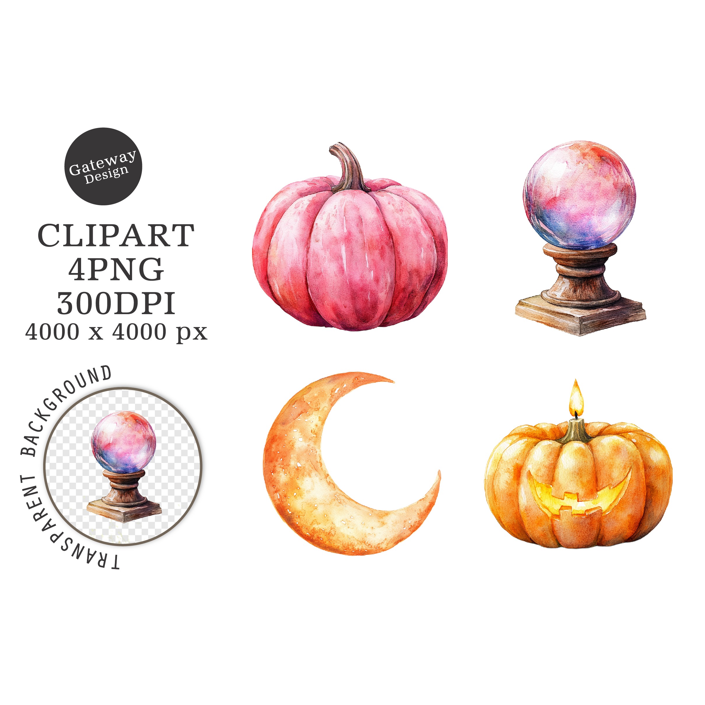 watercolor halloween clipart (2)