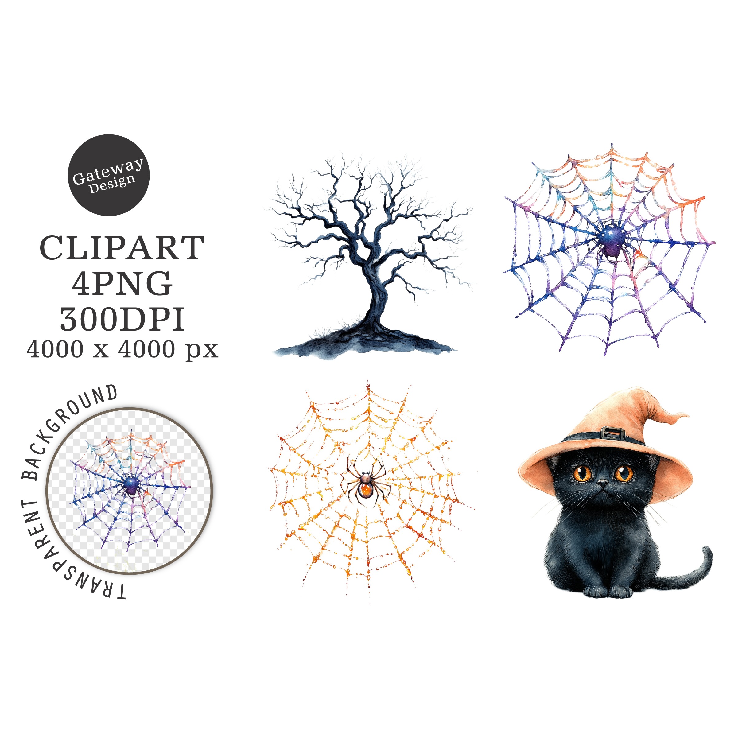 Watercolor halloween clipart