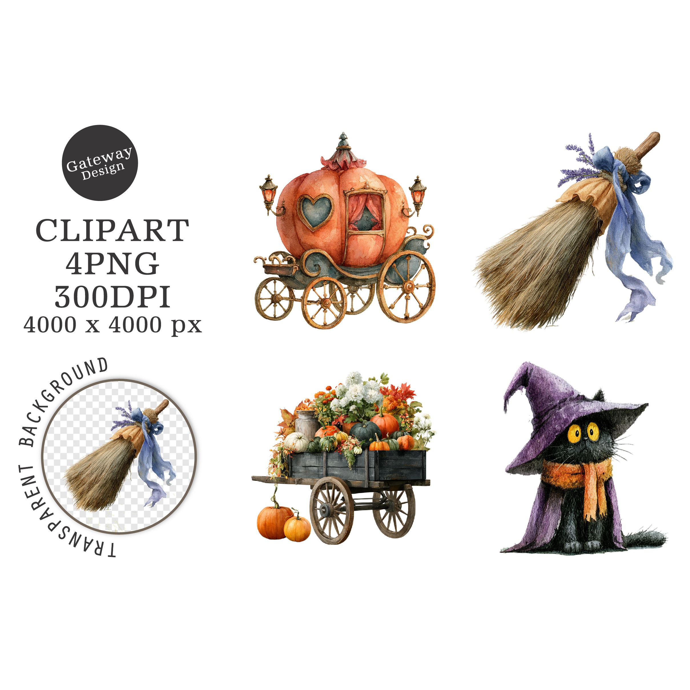 Watercolor Halloween Png Clipart (3)