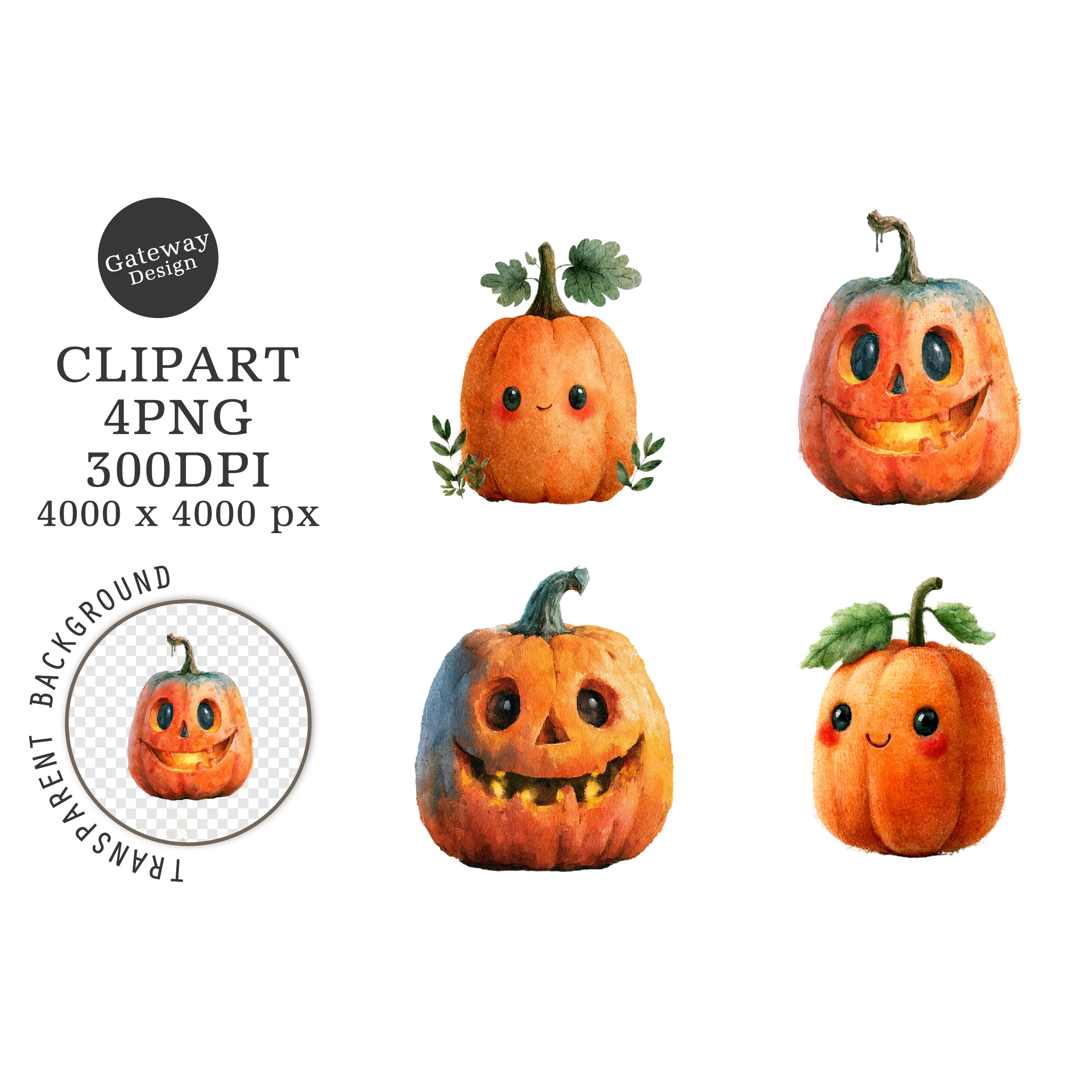 Watercolor Halloween Png Clipart (7)