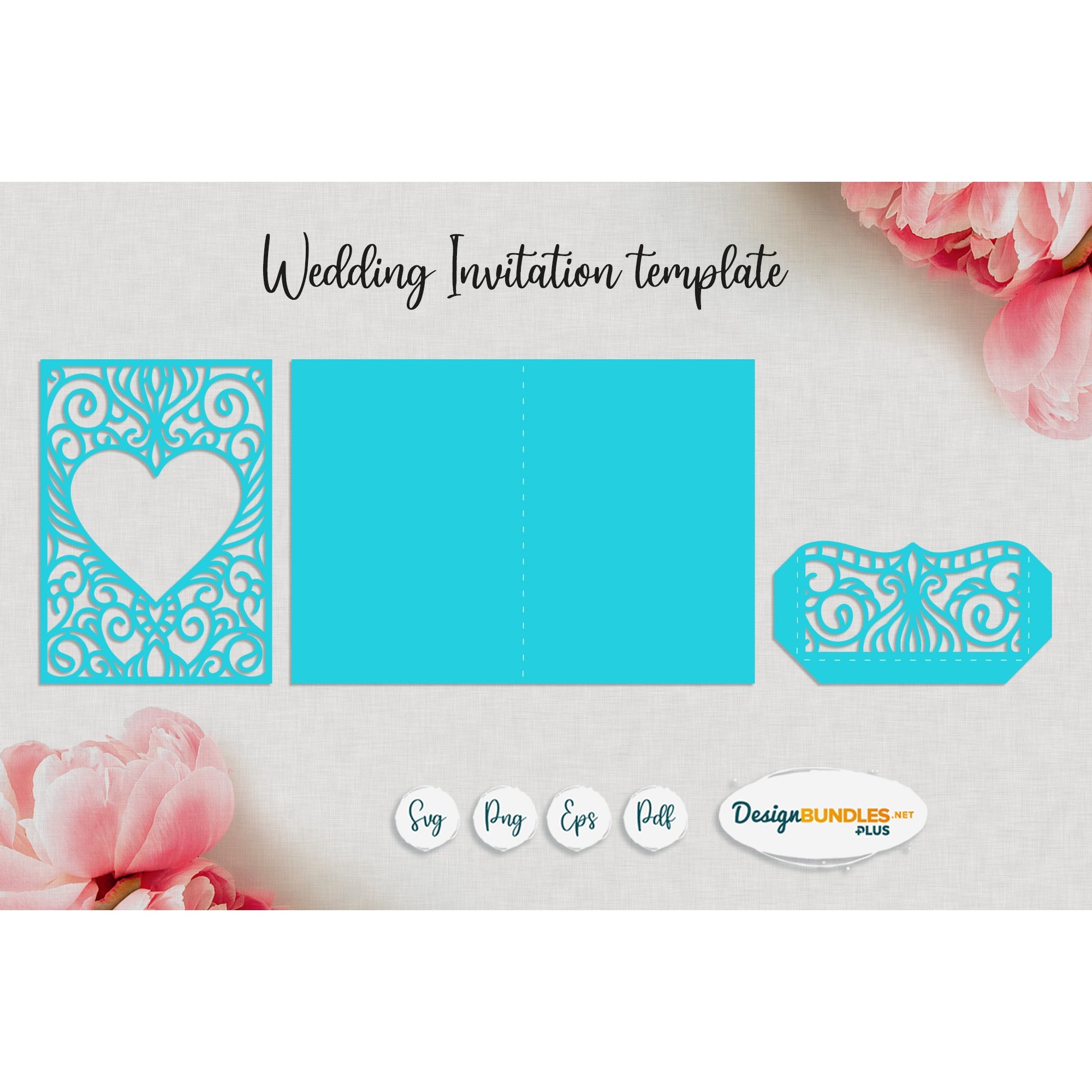 Wedding invitation template Papercut heart envelope SVG 2