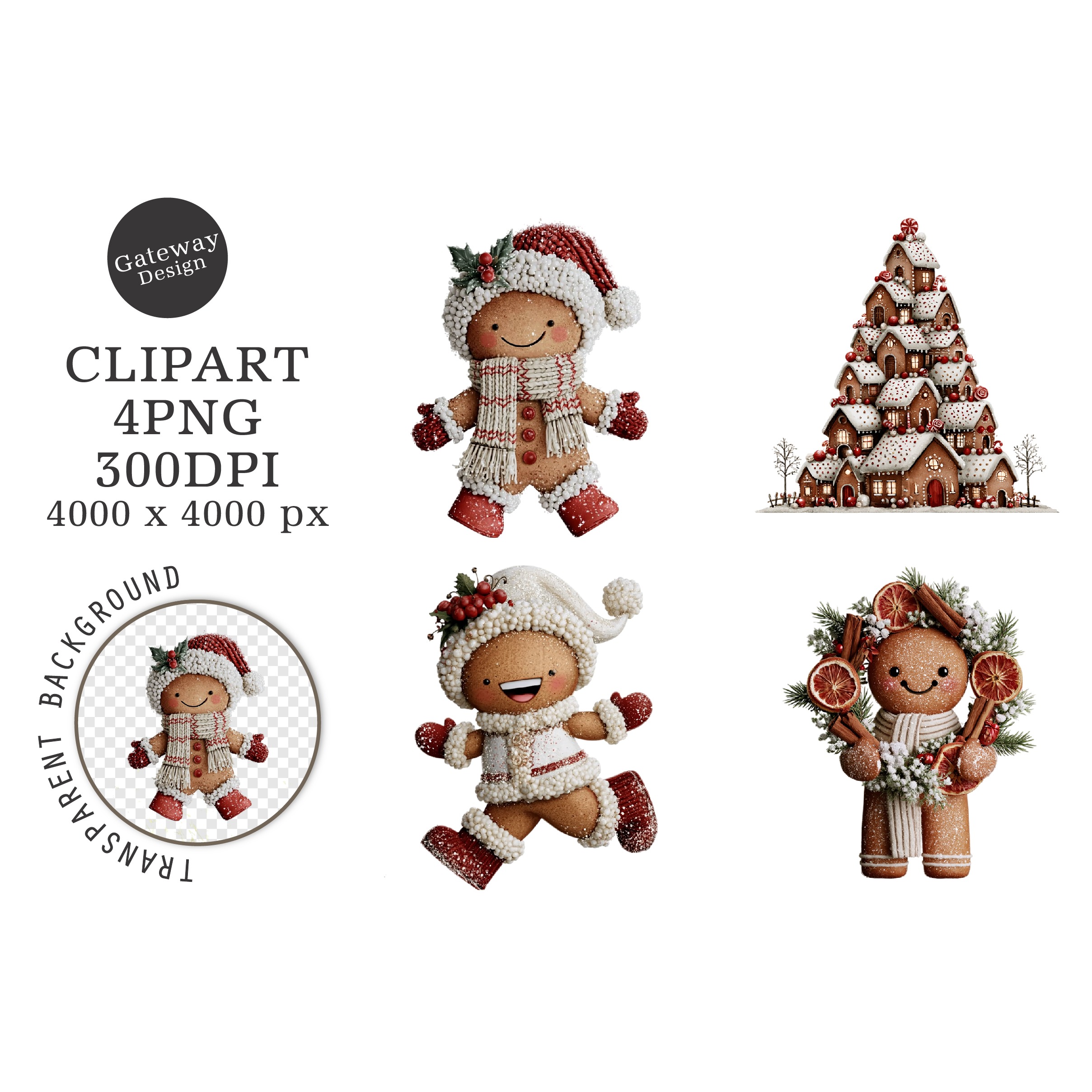 Whimsical Gingerbread Christmas Clipart