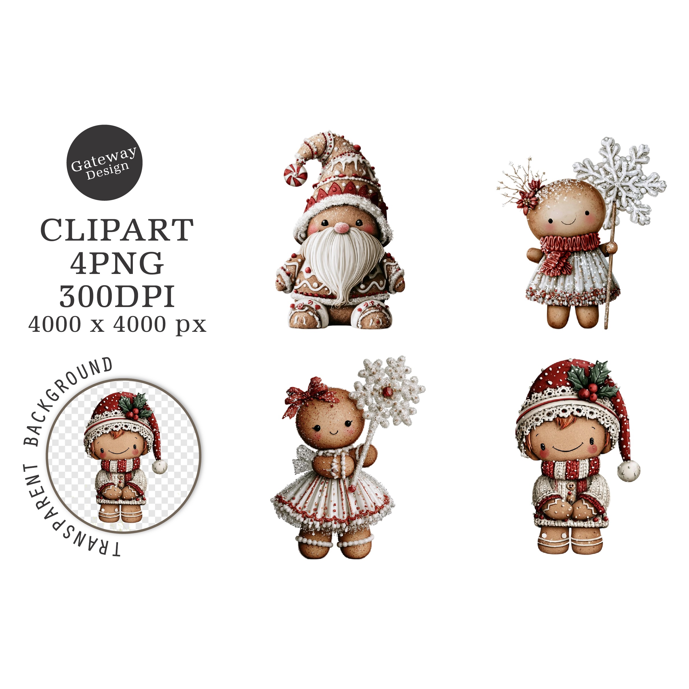 Whimsical Gingerbread Christmas Clipart (3)