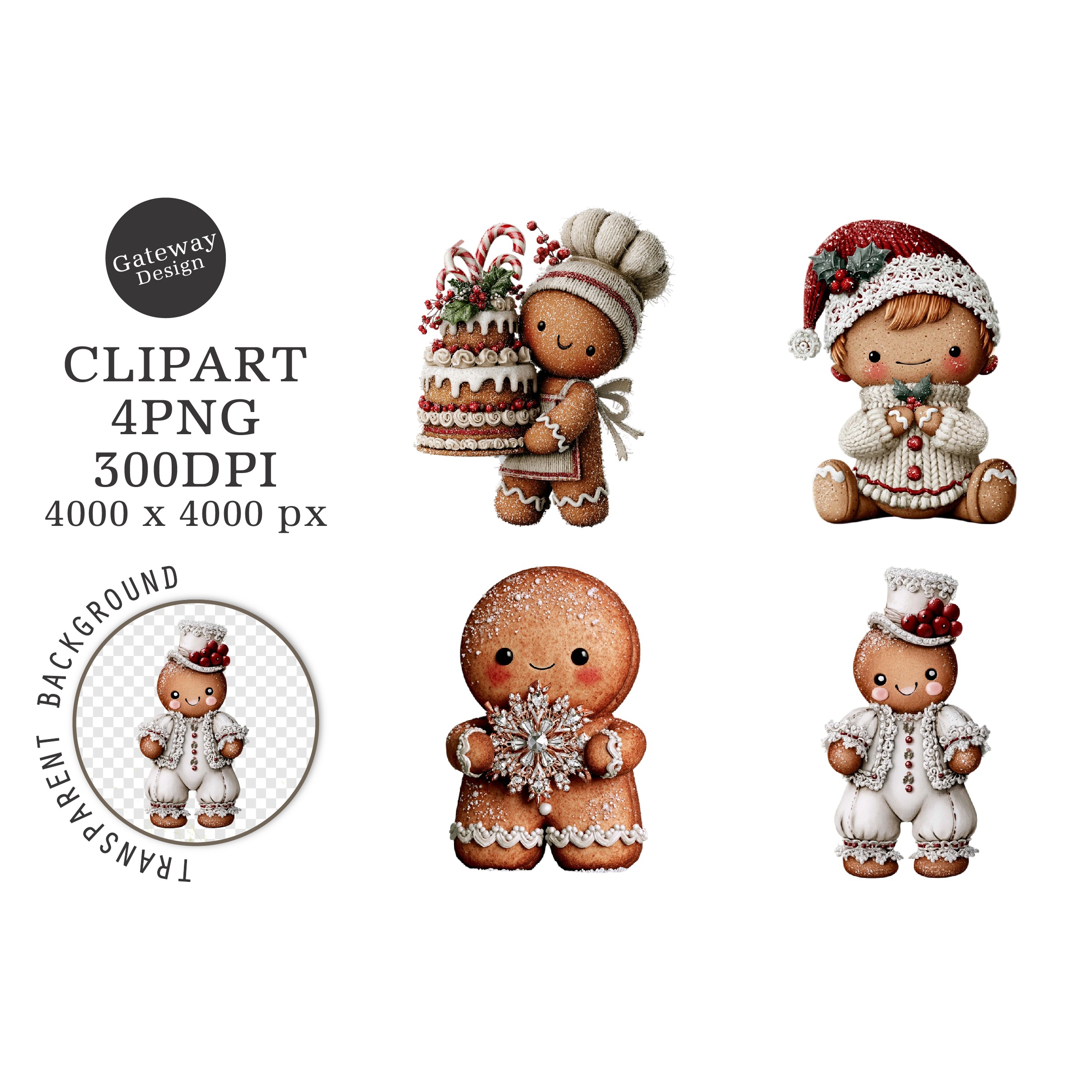 Whimsical Gingerbread Christmas Clipart (4)