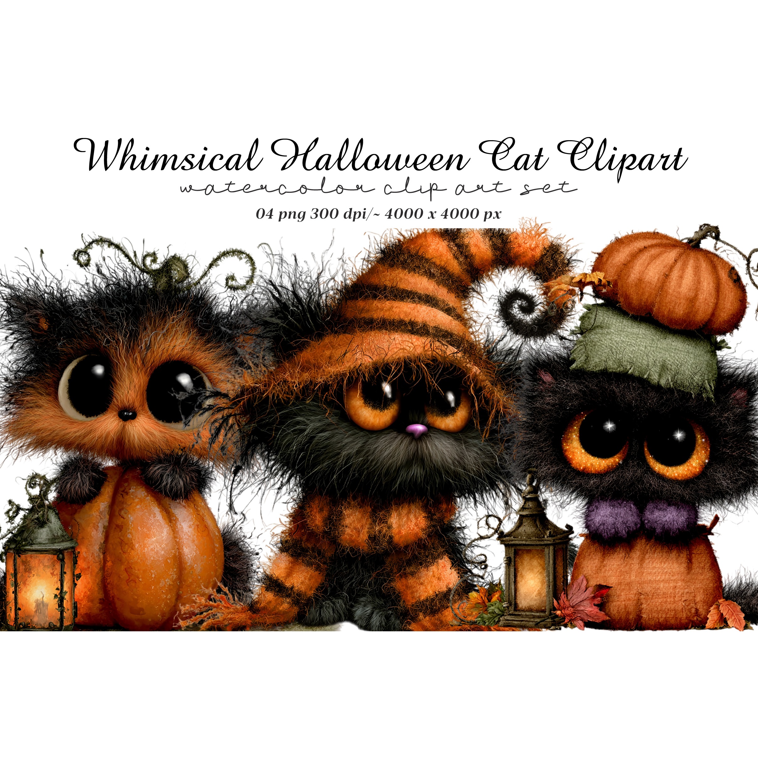 Whimsical Halloween Cat Clipart