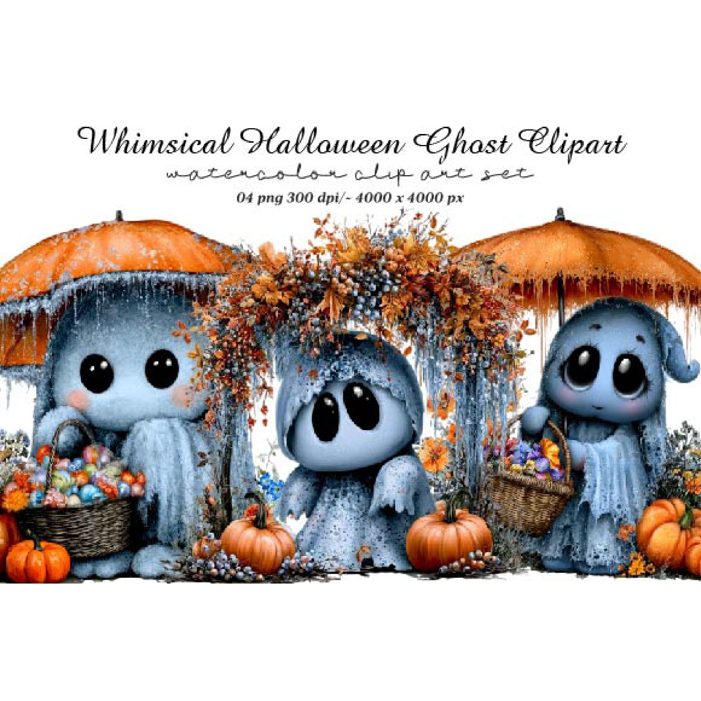 Whimsical Halloween Ghost Clipart (2)