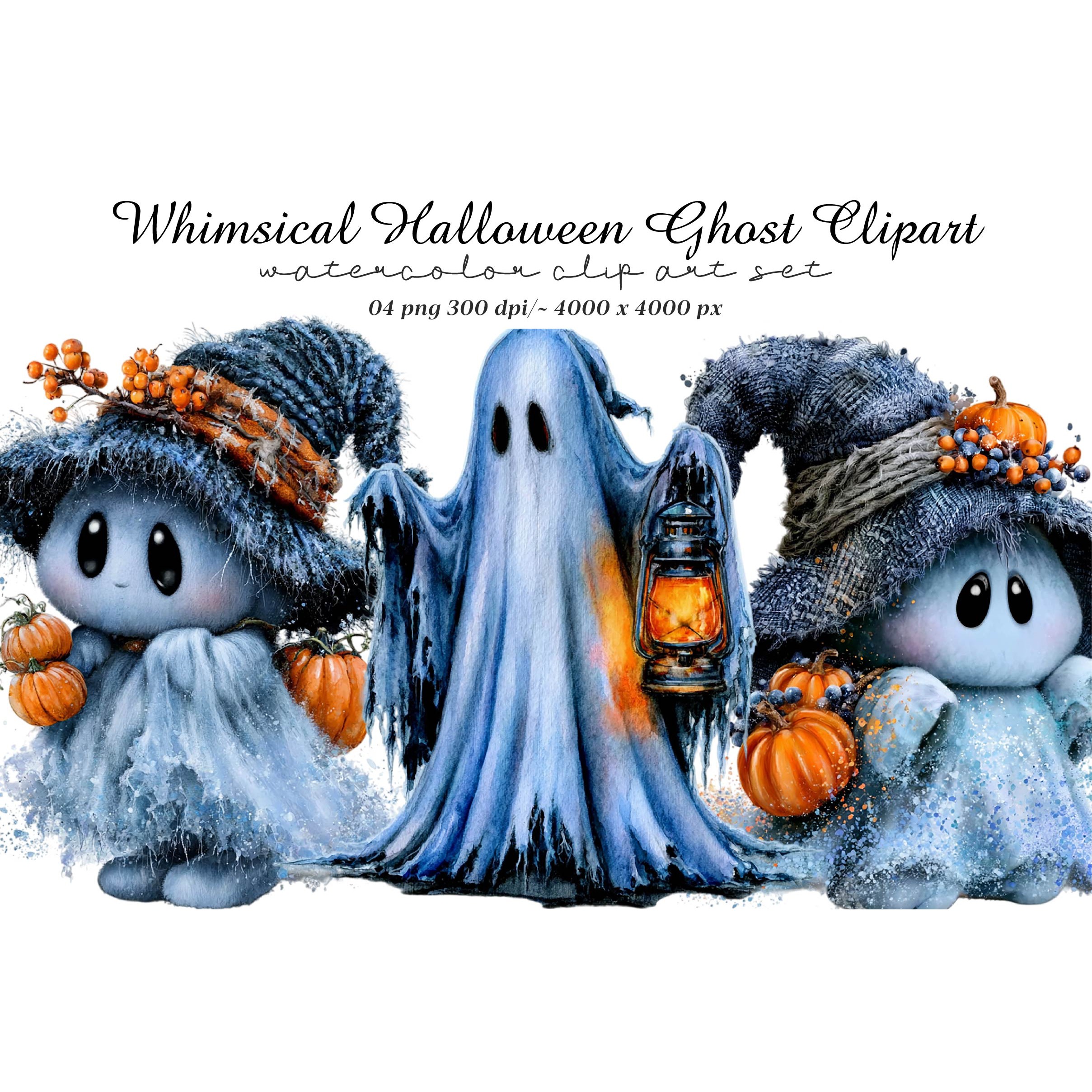 Whimsical Halloween Ghost Clipart (3)