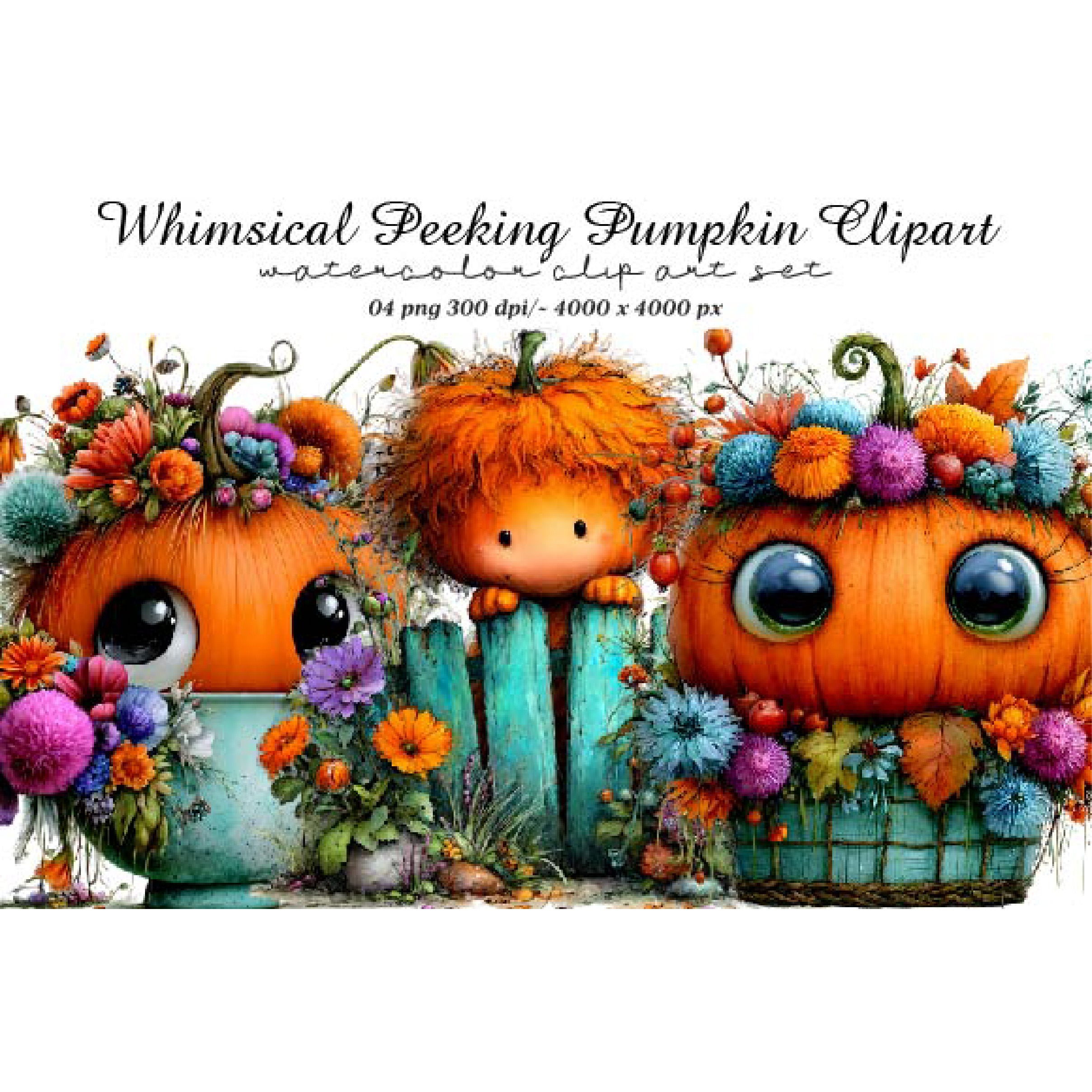 Whimsical Peeking Pumpkin Clipart