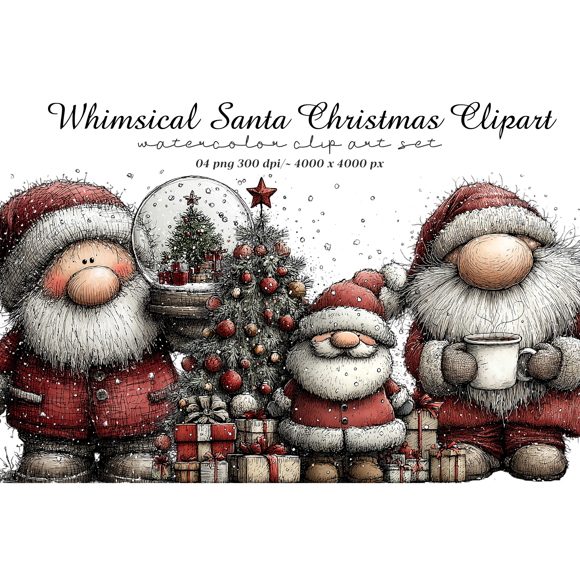 Whimsical Santa Christmas Clipart