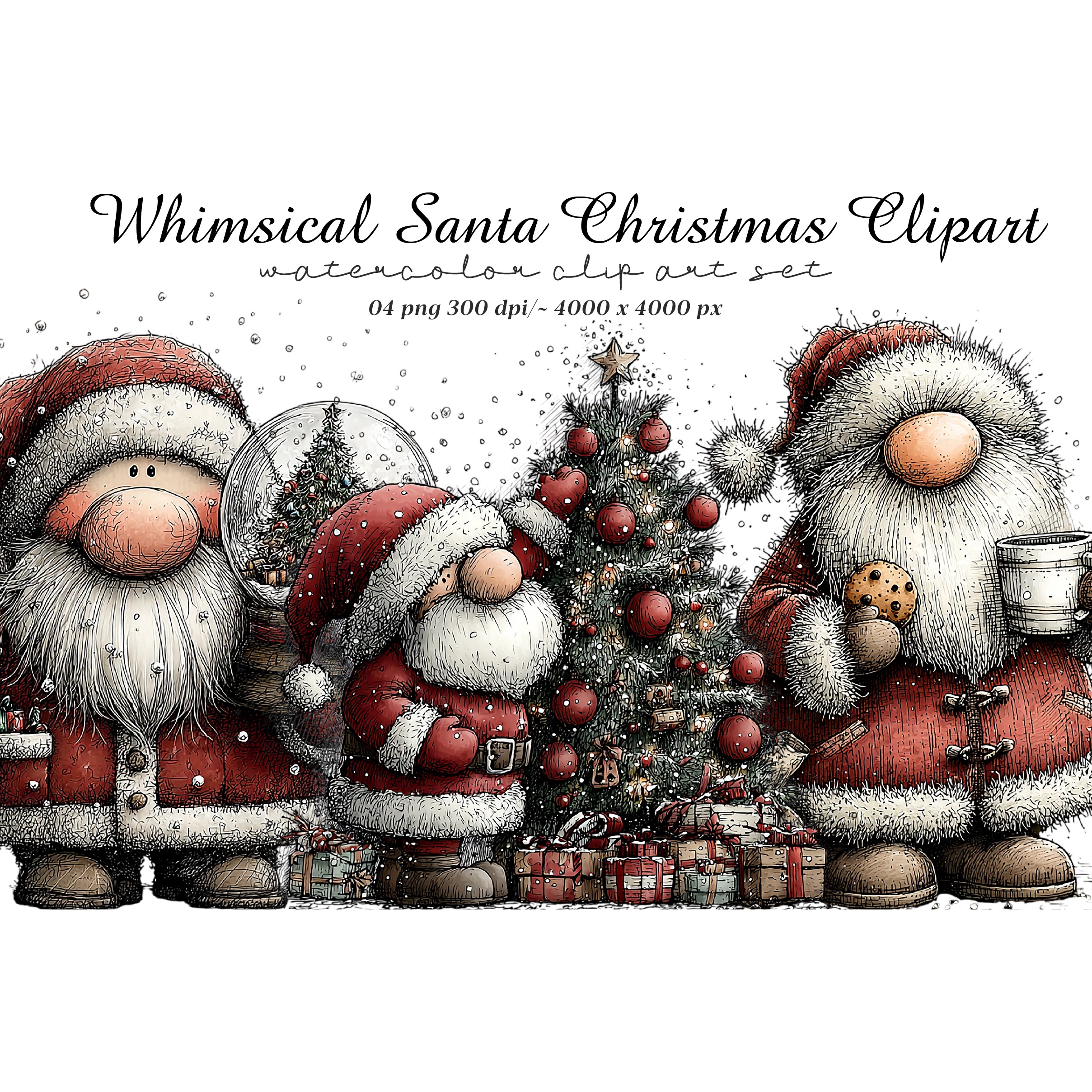 Whimsical Santa Christmas Clipart (2)