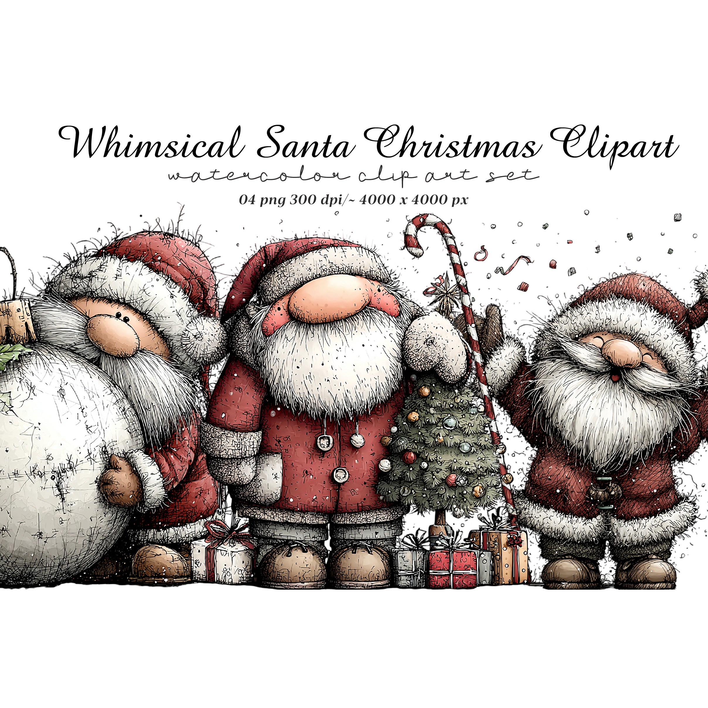 Whimsical Santa Christmas Clipart (3)