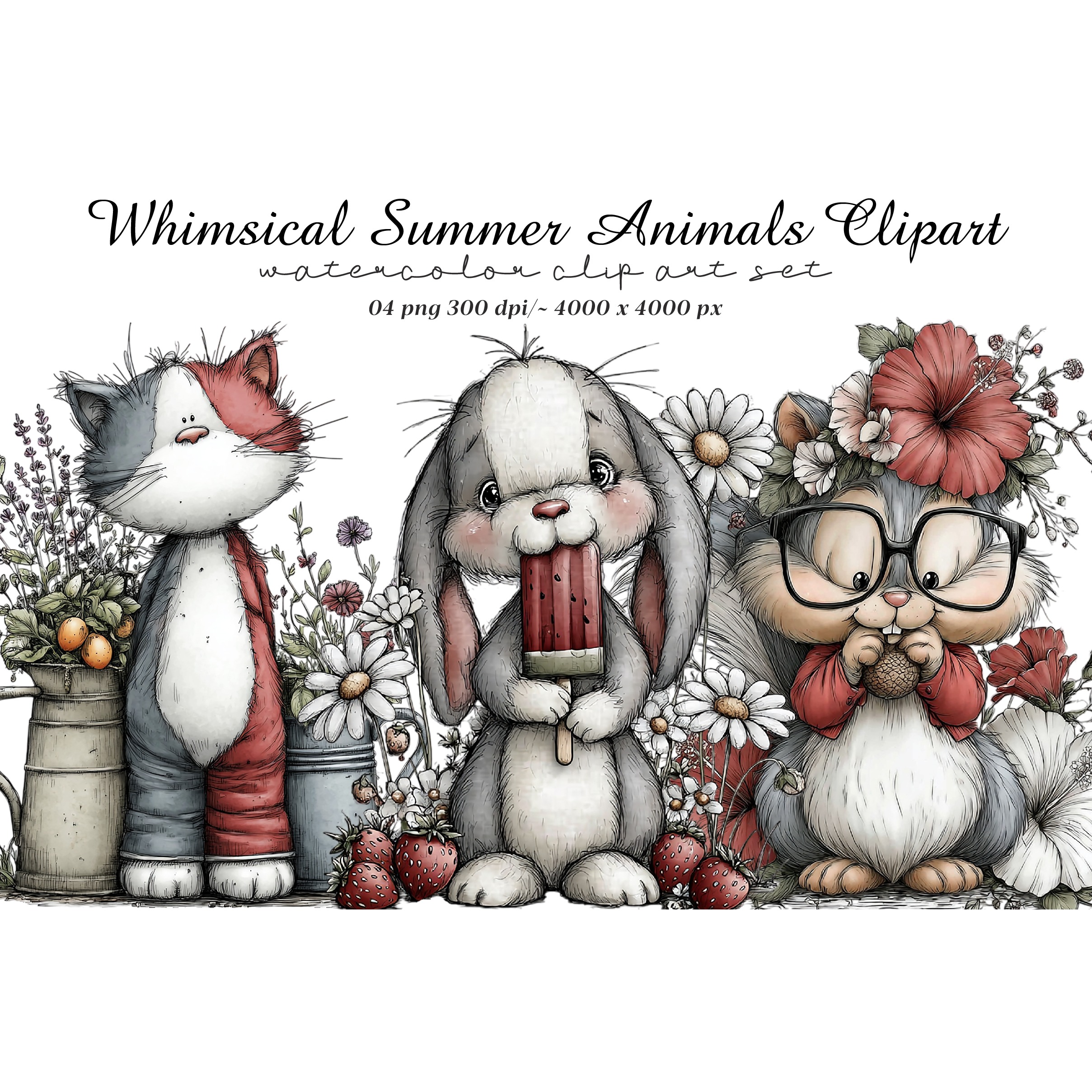 Whimsical Summer Animals Clipart (2)