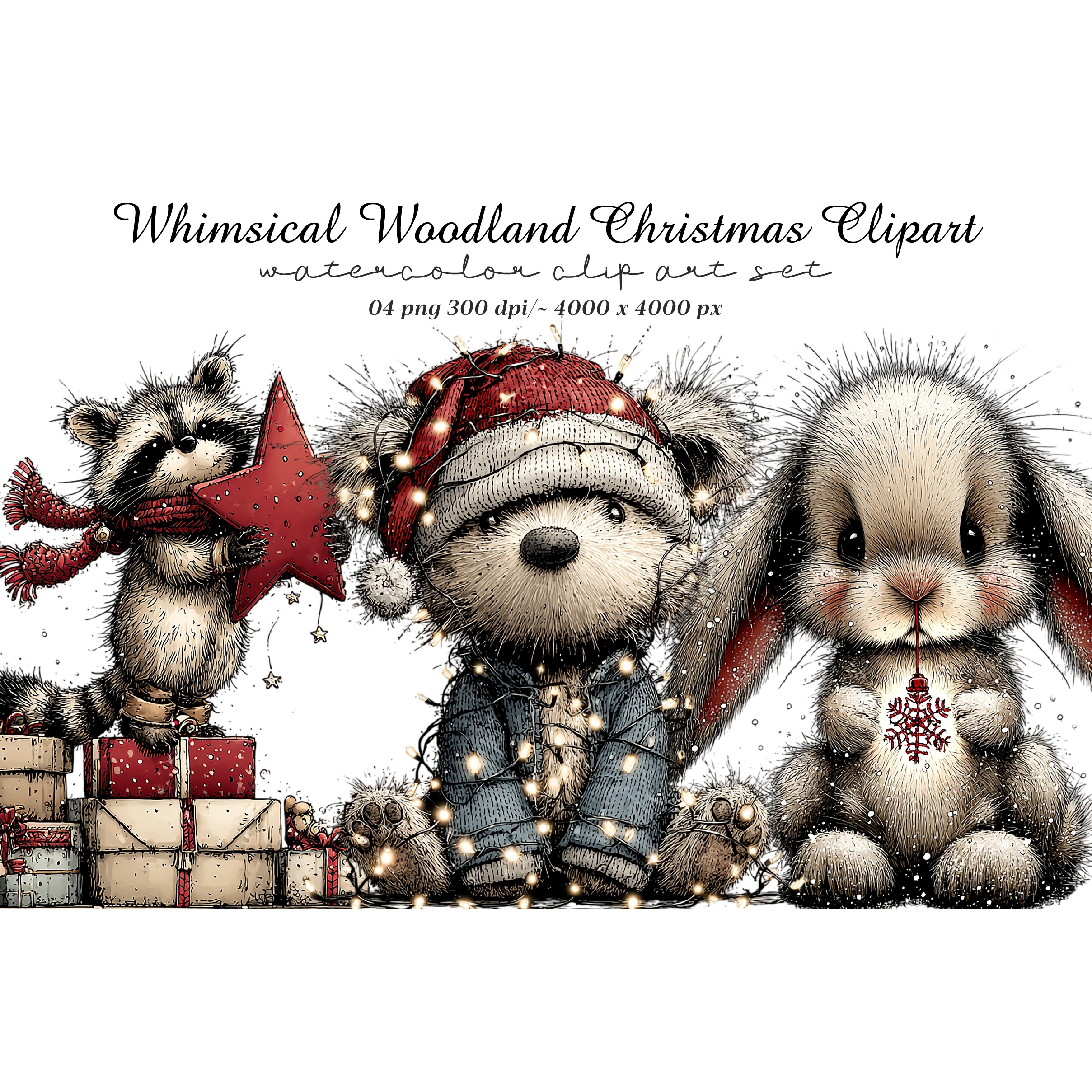 Whimsical Woodland Christmas Clipart
